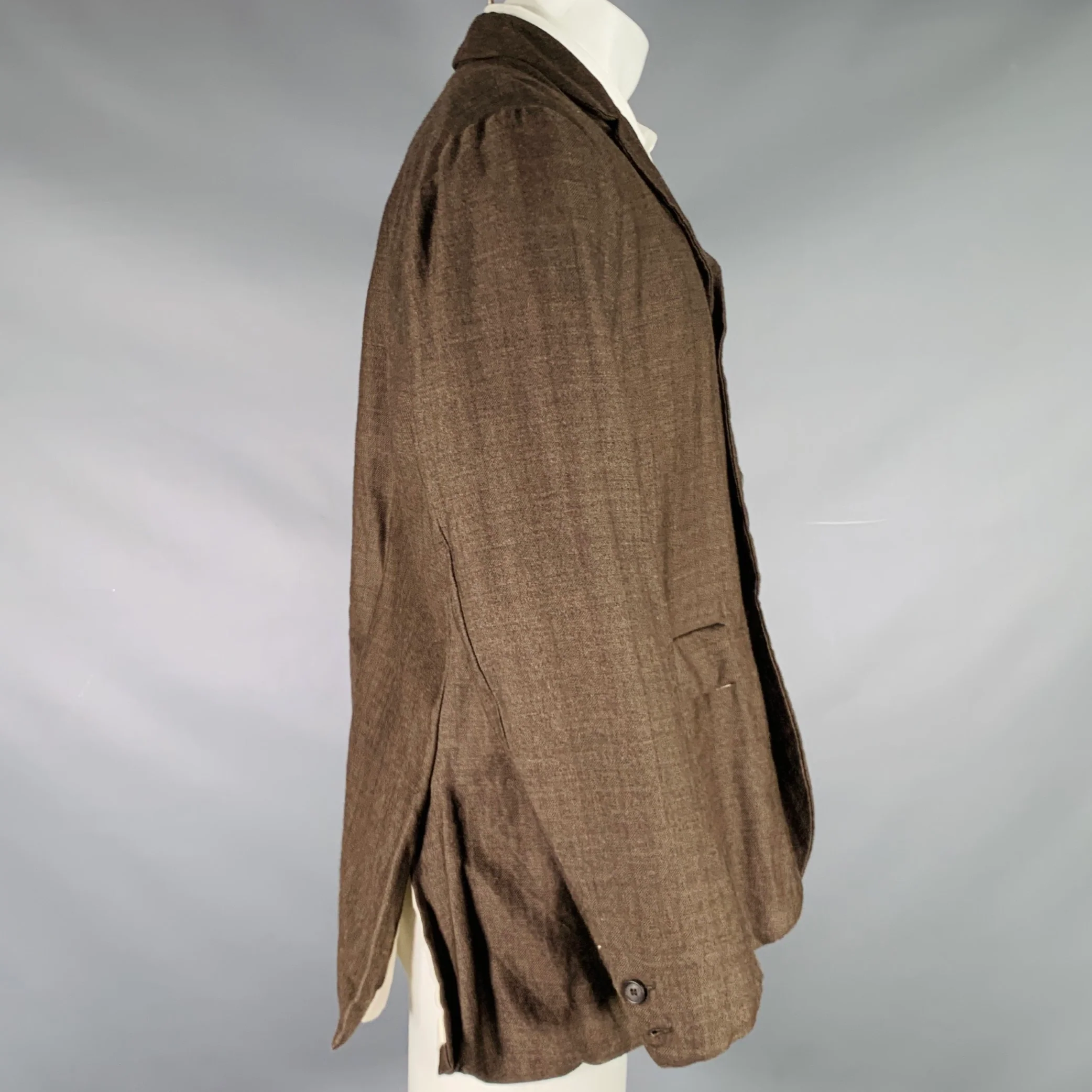 YAECA Size M Brown Wool Ramie Notch Lapel Sport Coat - Image 2