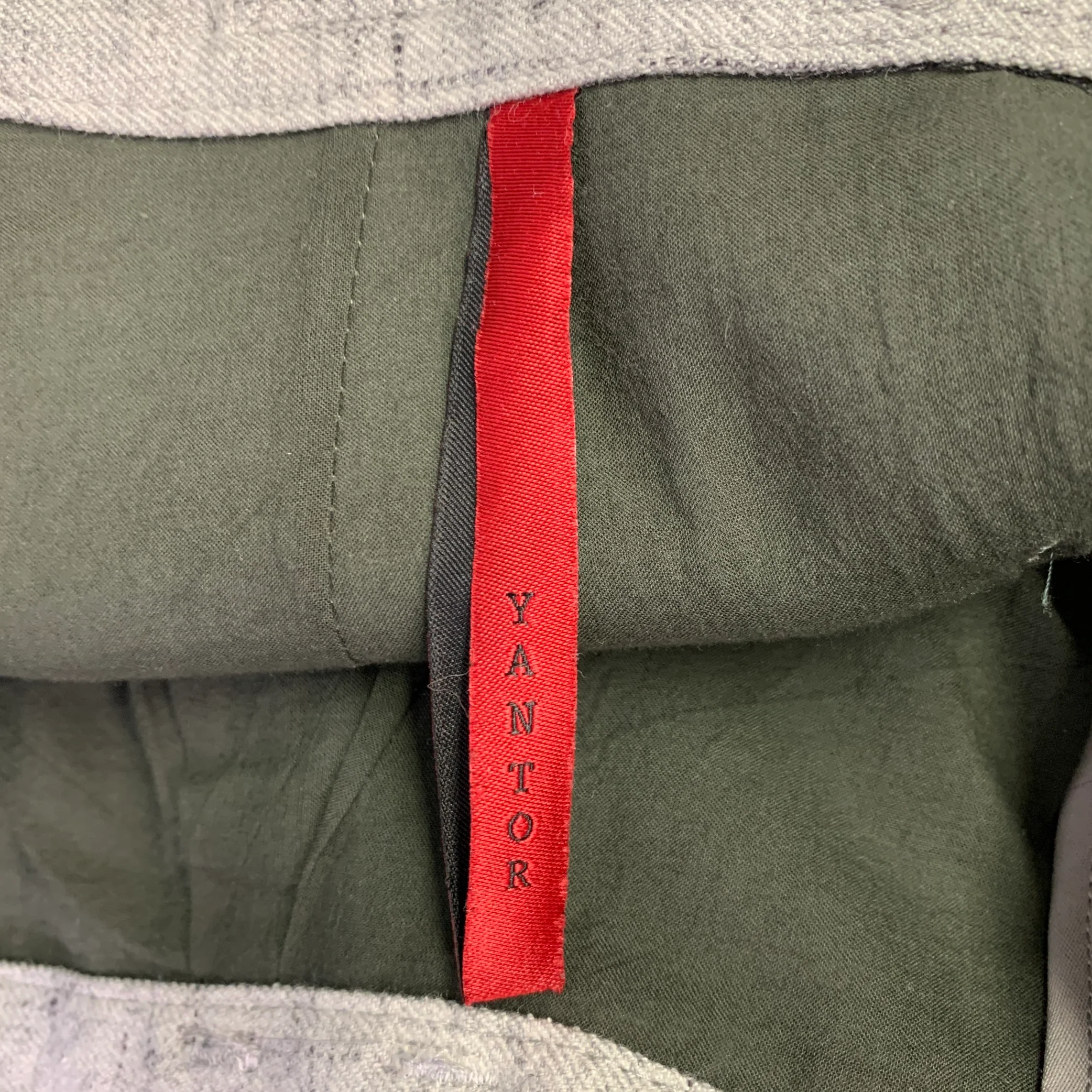 YANTOR Size M Grey Black Heather Wool Silk Pleated Casual Pants - Image 3
