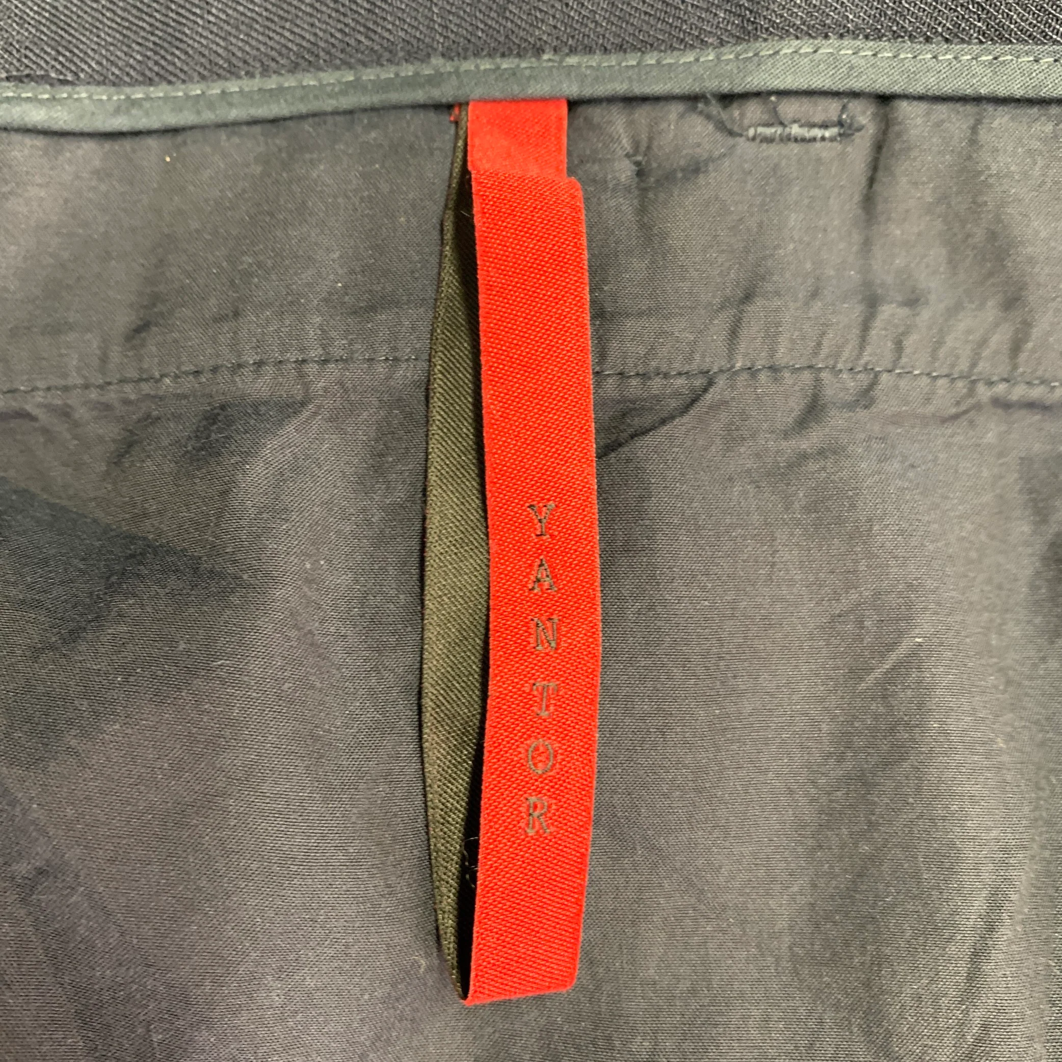 YANTOR Size M Navy Triacetate Blend Pleated Casual Pants - Image 3