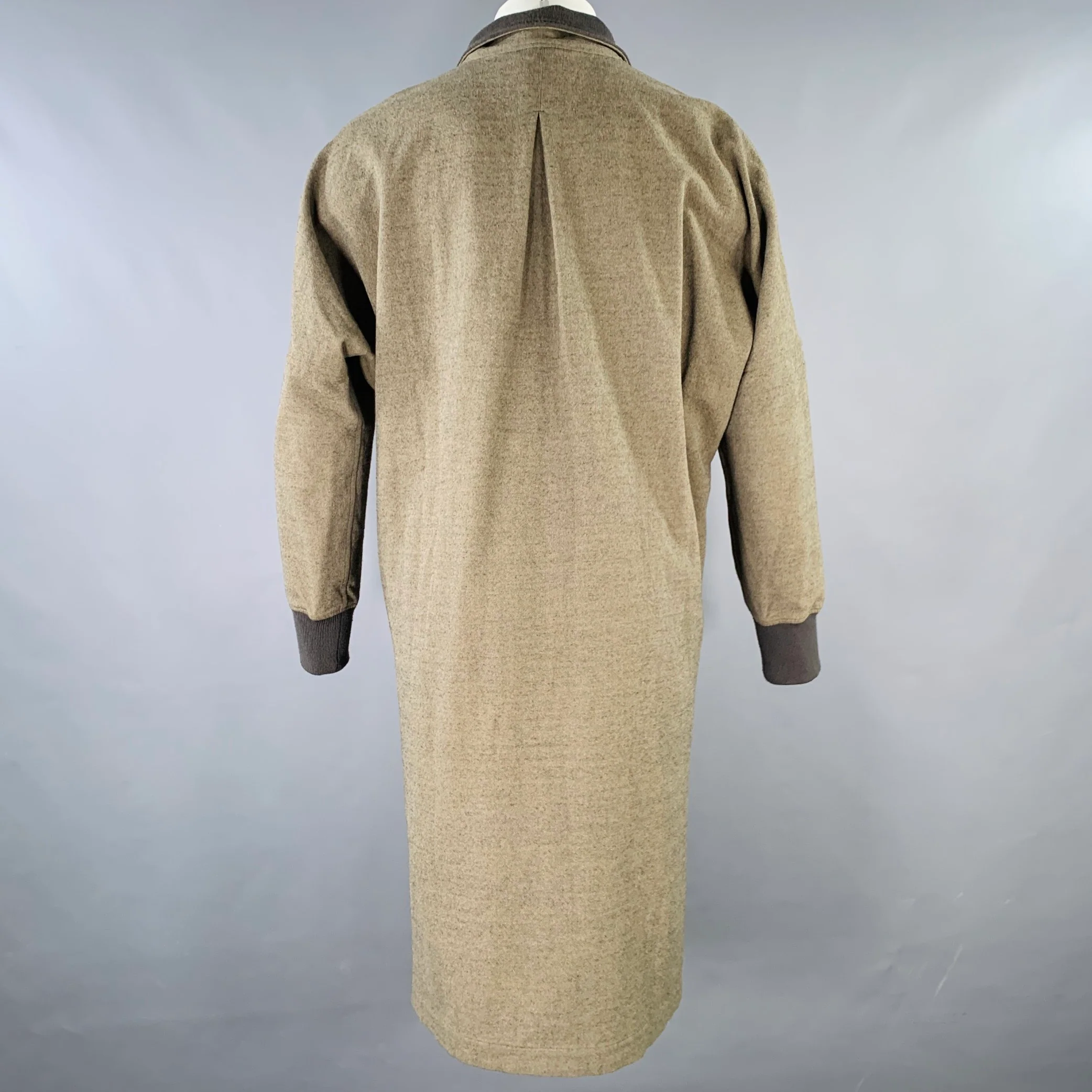 YANTOR Size M Tan Wool Silk Half Zip Anorak Coat - Image 3