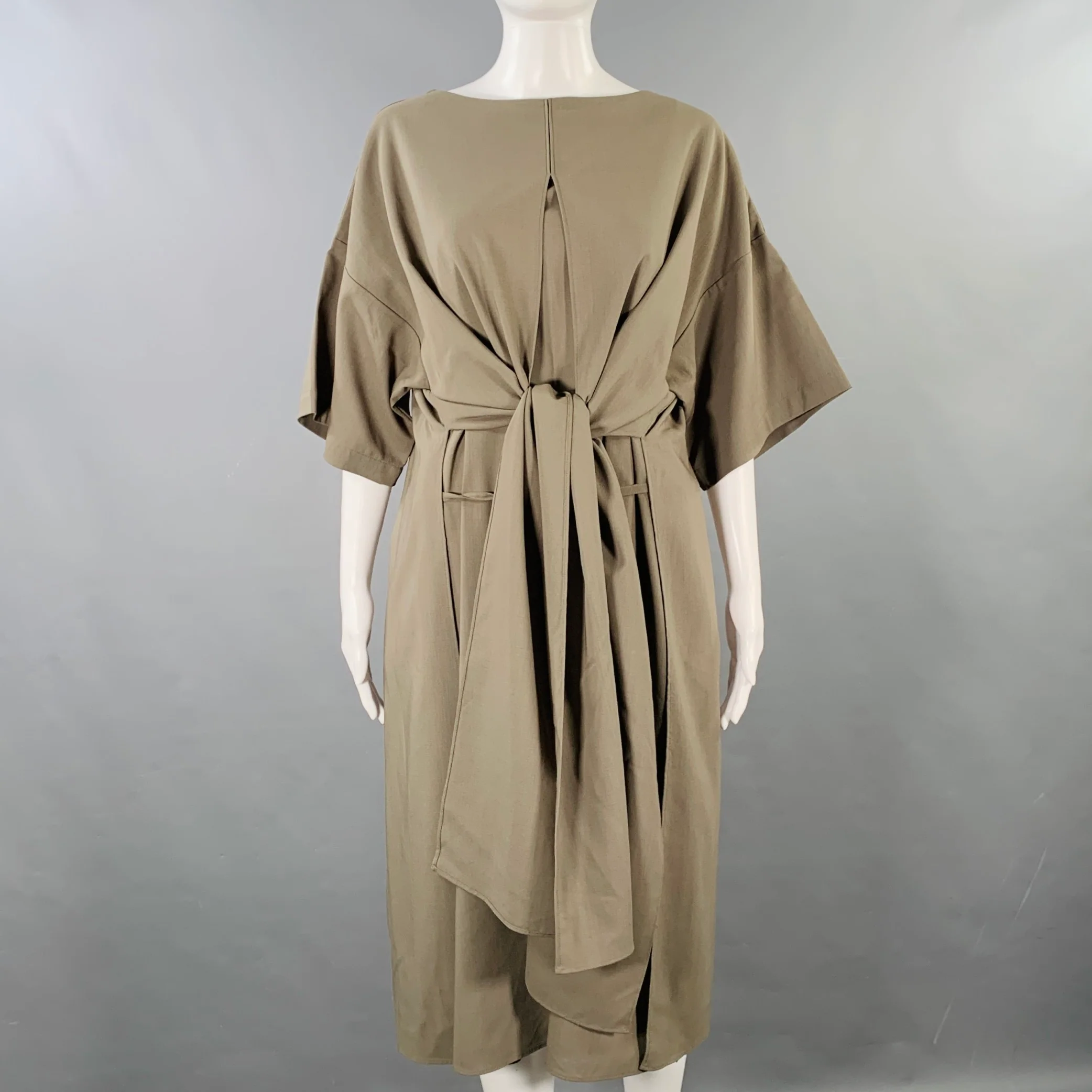 YANTOR SS20 Size M Grey Short Sleeve Midi Dress - Image 3