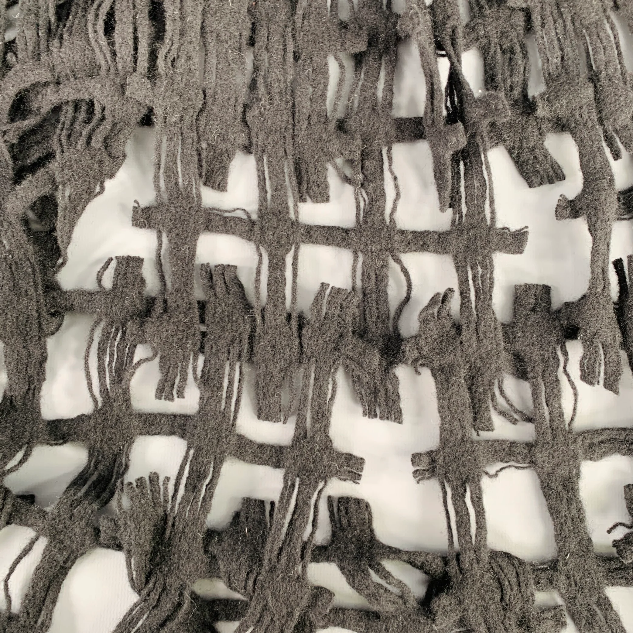 YOHJI YAMAMOTO Black Wool Woven Scarf - Image 2