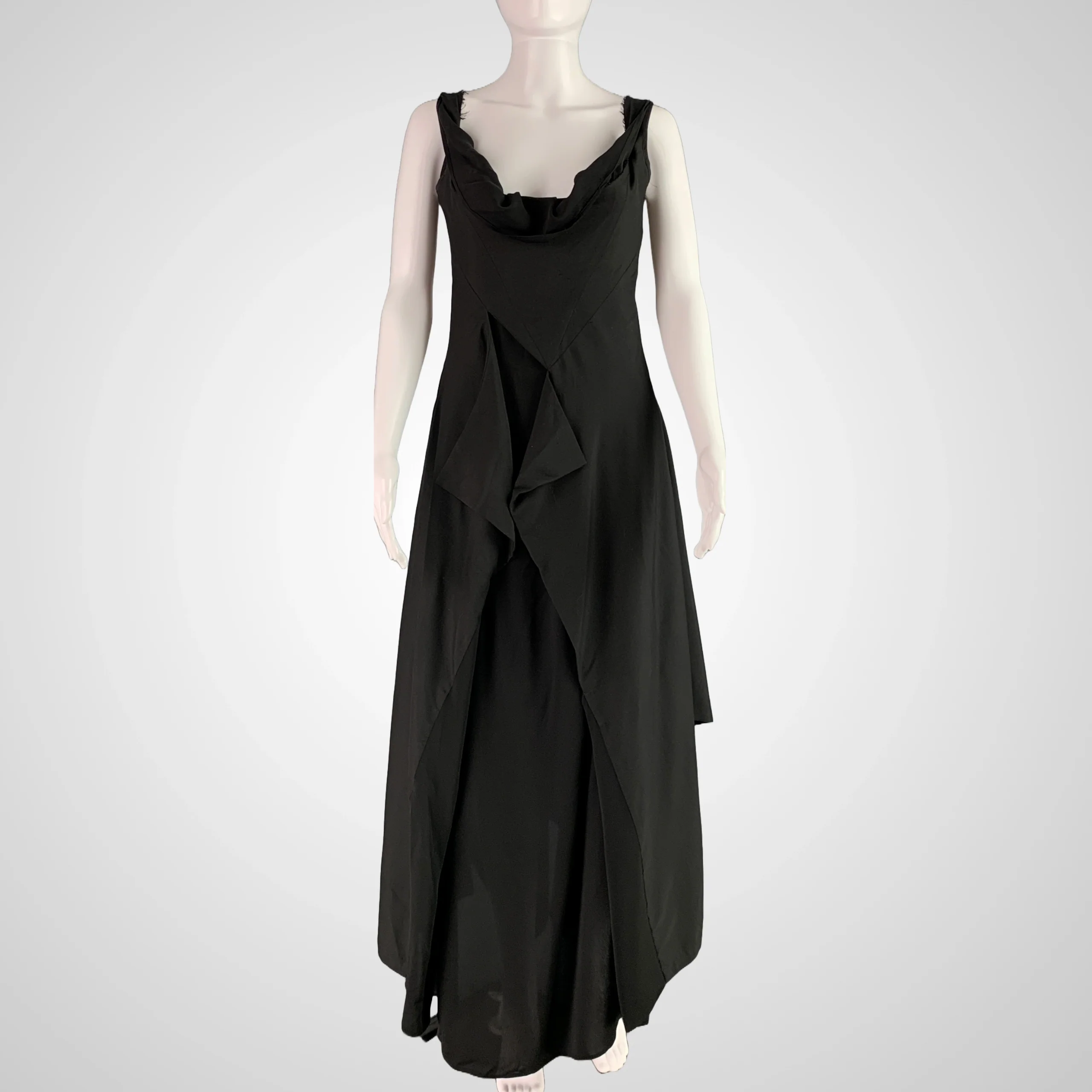 YOHJI YAMAMOTO Size S Black Silk Layered Long Dress