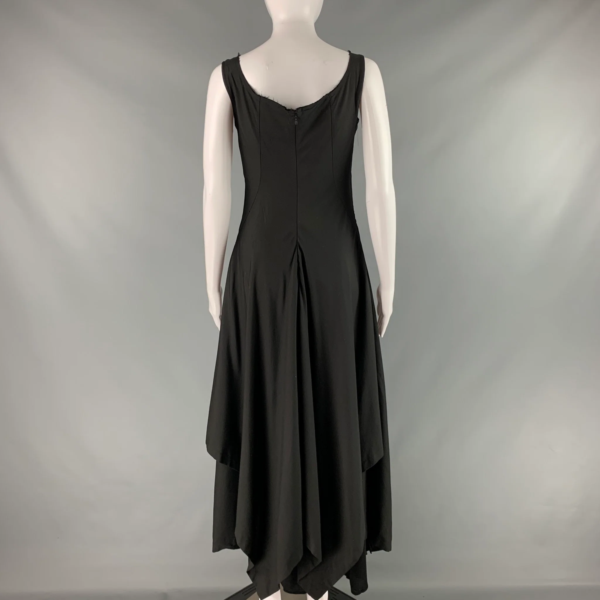 YOHJI YAMAMOTO Size S Black Silk Layered Long Dress - Image 4