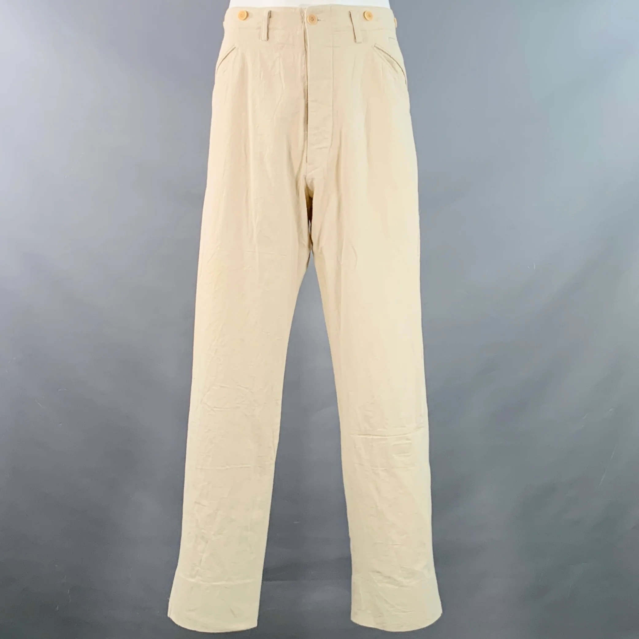 YOHJI YAMAMOTO Size L Beige Cotton Notch Lapel Suit - Image 6