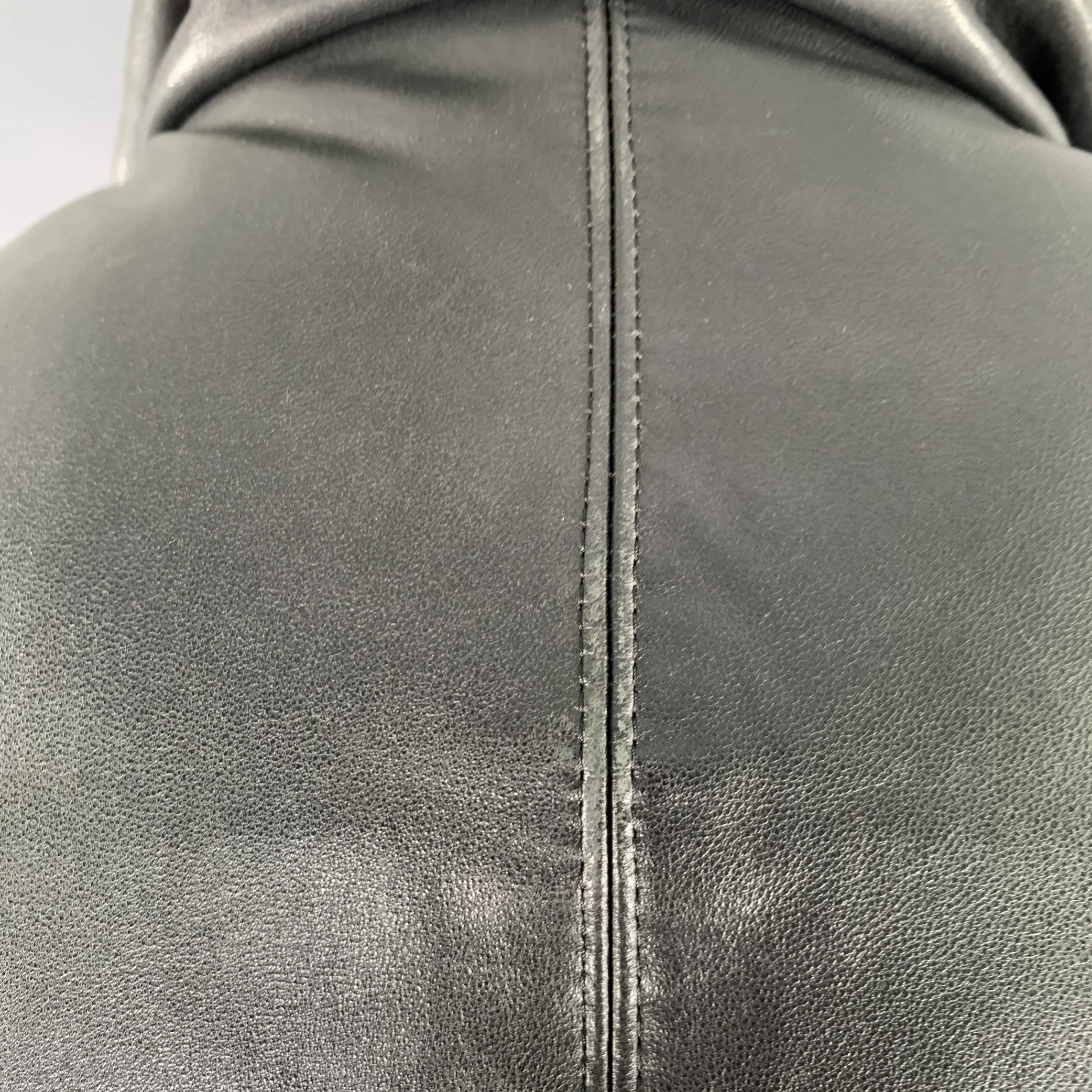 YOHJI YAMAMOTO Size M Black Lambskin Leather Quilted Zip Up Jacket - Image 5