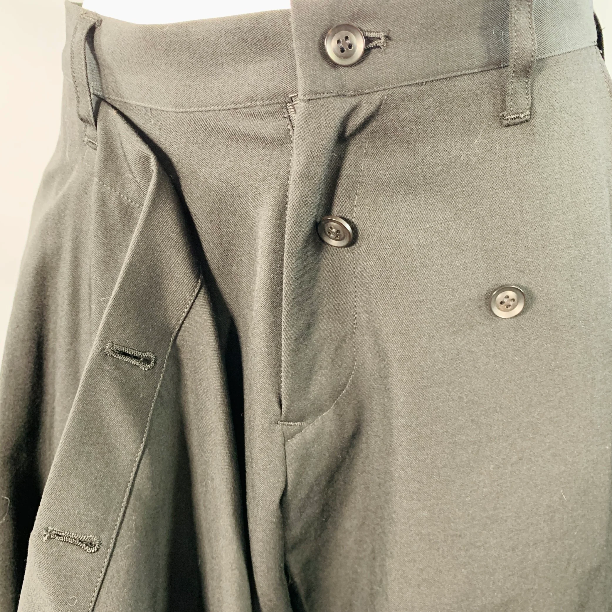 YOHJI YAMAMOTO Size S Black Wool Tapered Skirt Dress Pants - Image 4