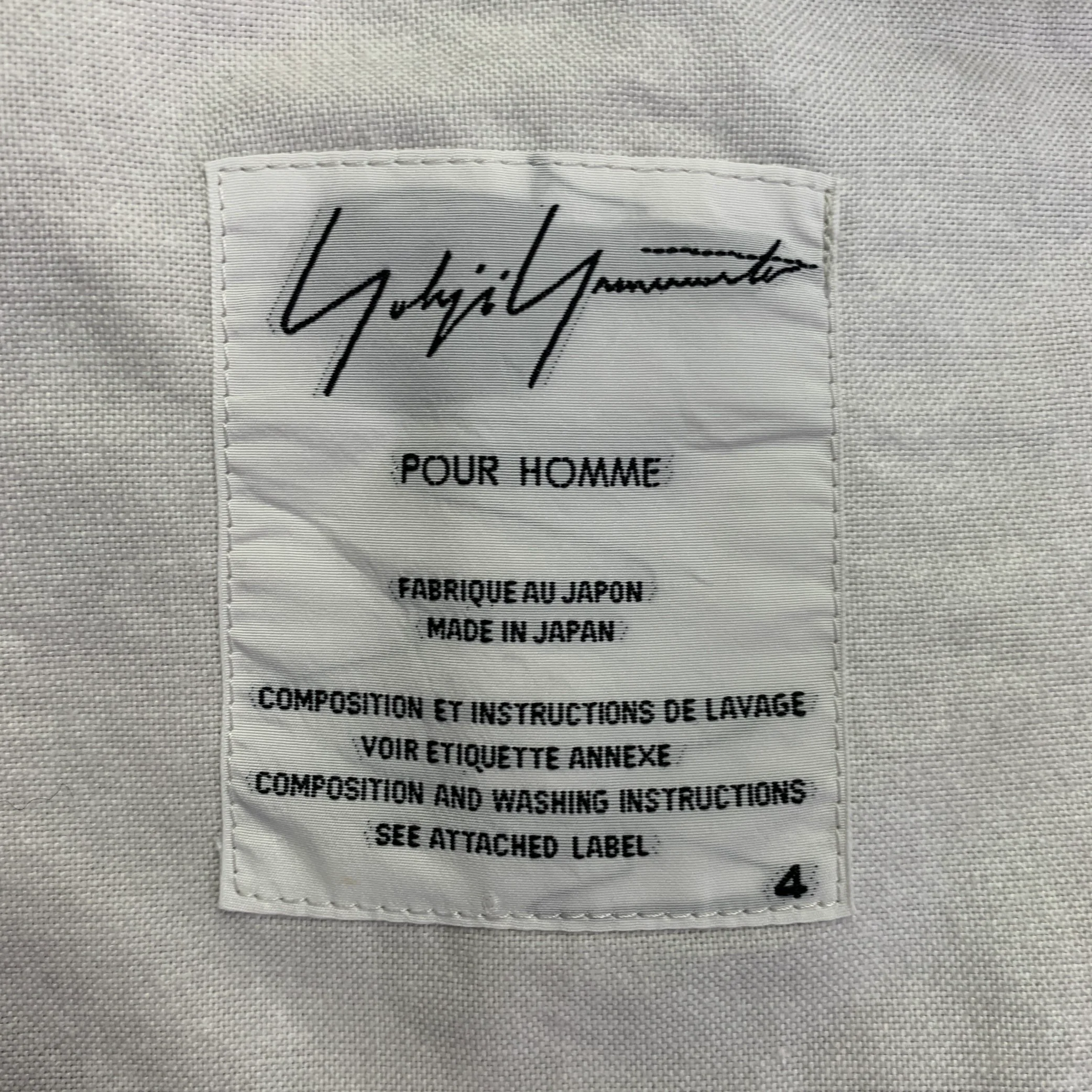YOHJI YAMAMOTO Size XL Light Grey Cotton Belted Coat - Image 10