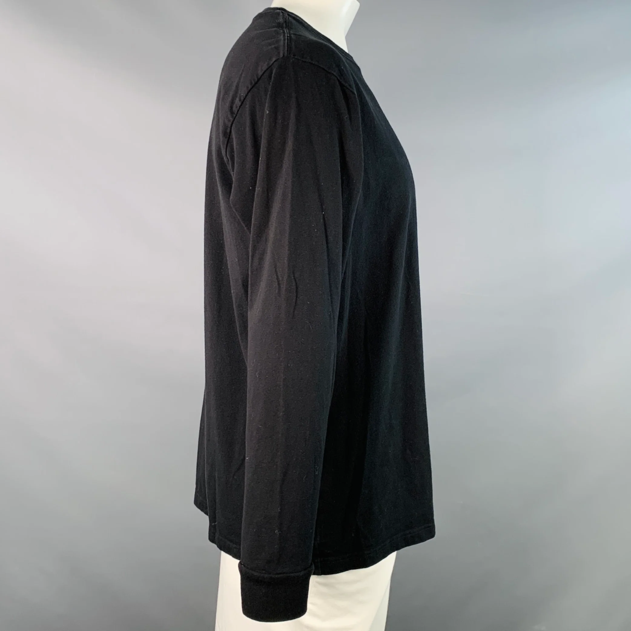 YOHJI YAMAMOTO Size XXL Black Grey Logo Cotton Crew Neck Pullover - Image 2