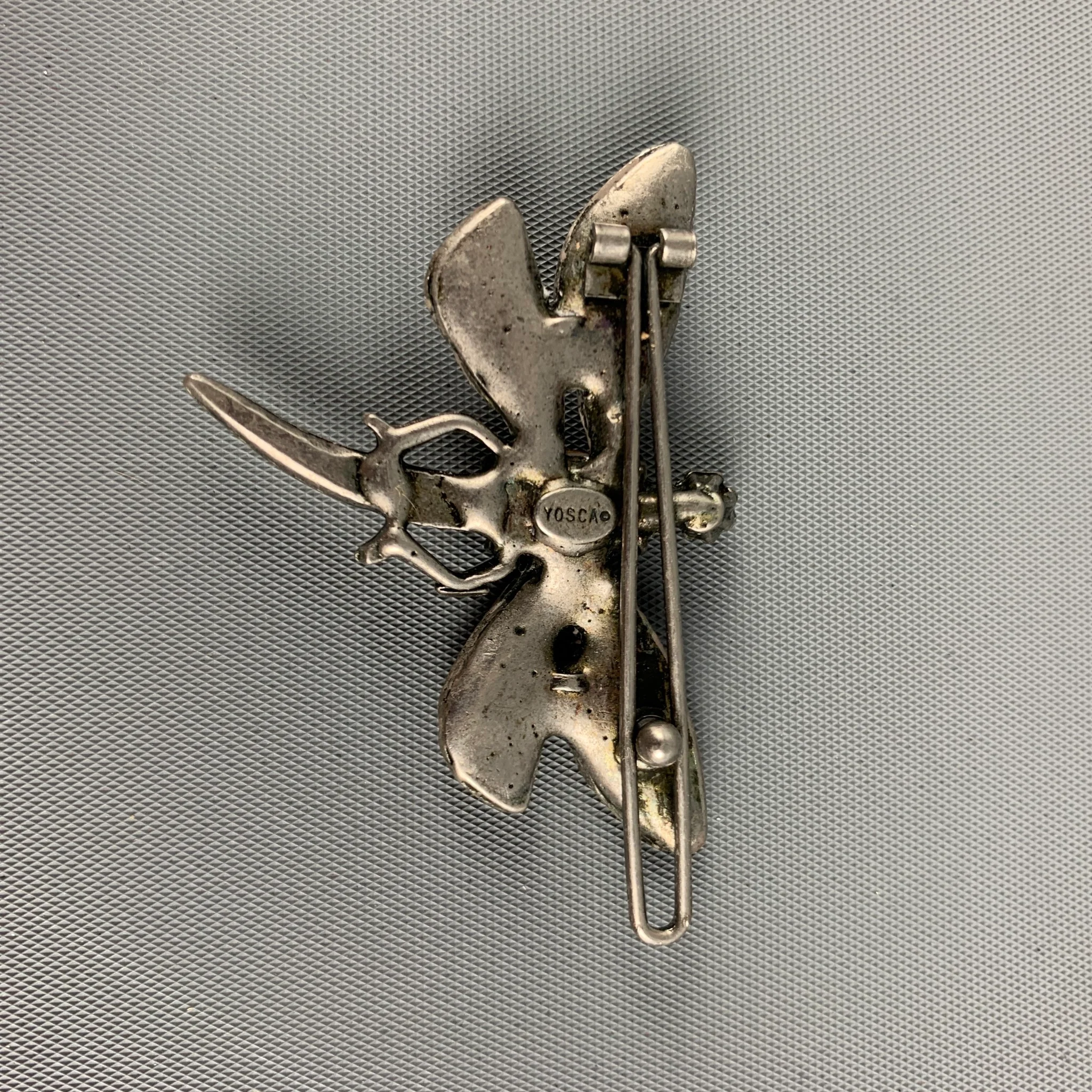 YOSCA Silver Yellow Rhinestones Dragonfly Hair Clip - Image 2
