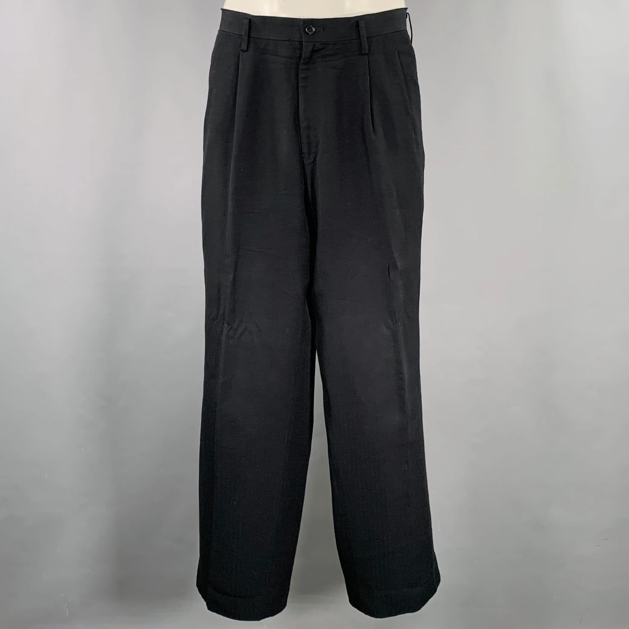 Y's by YOHJI YAMAMOTO Size L Black Rayon Single Breasted Suit - Image 4
