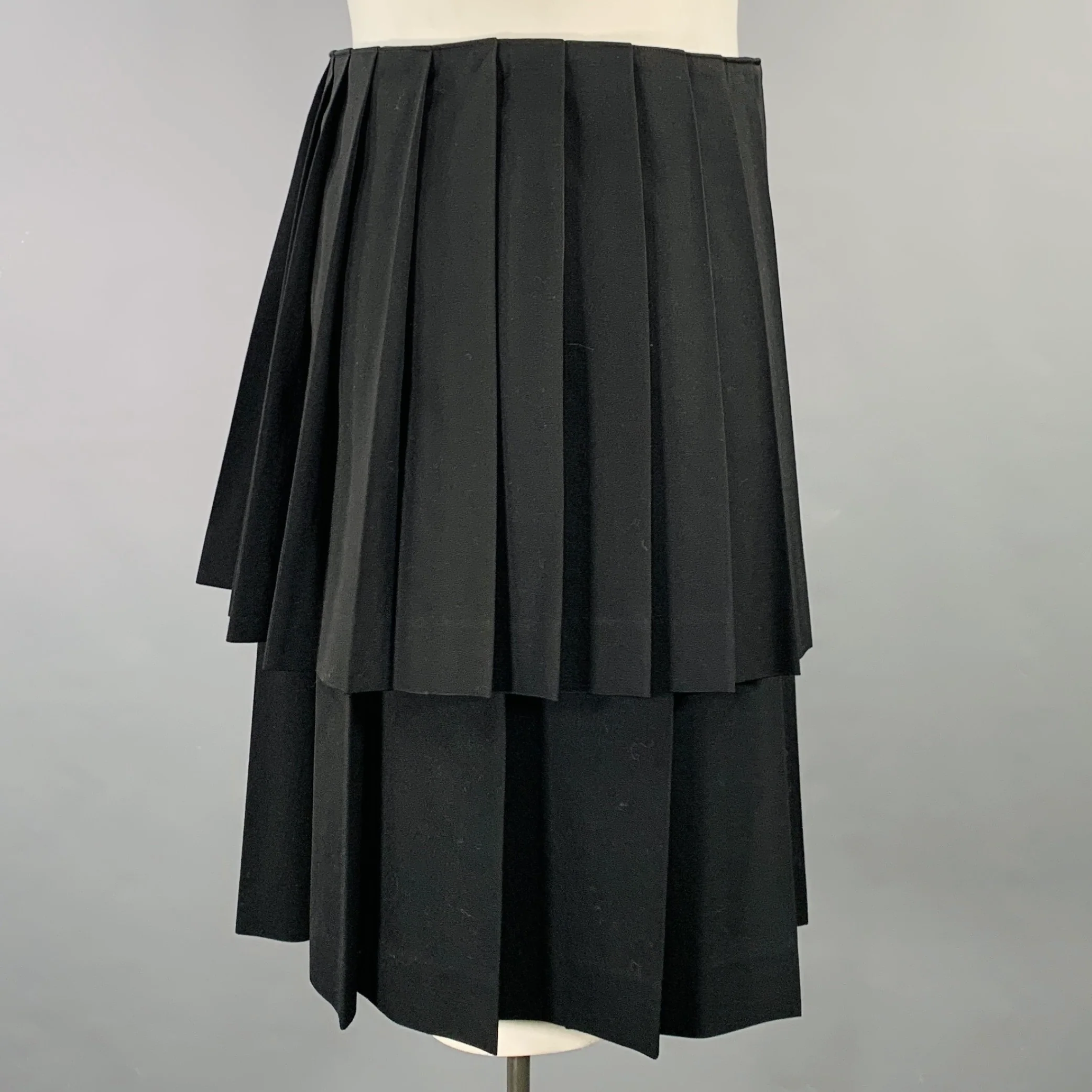Y's by YOHJI YAMAMOTO Size L Black Wool Pleated Wrap Around Skirt - Image 2