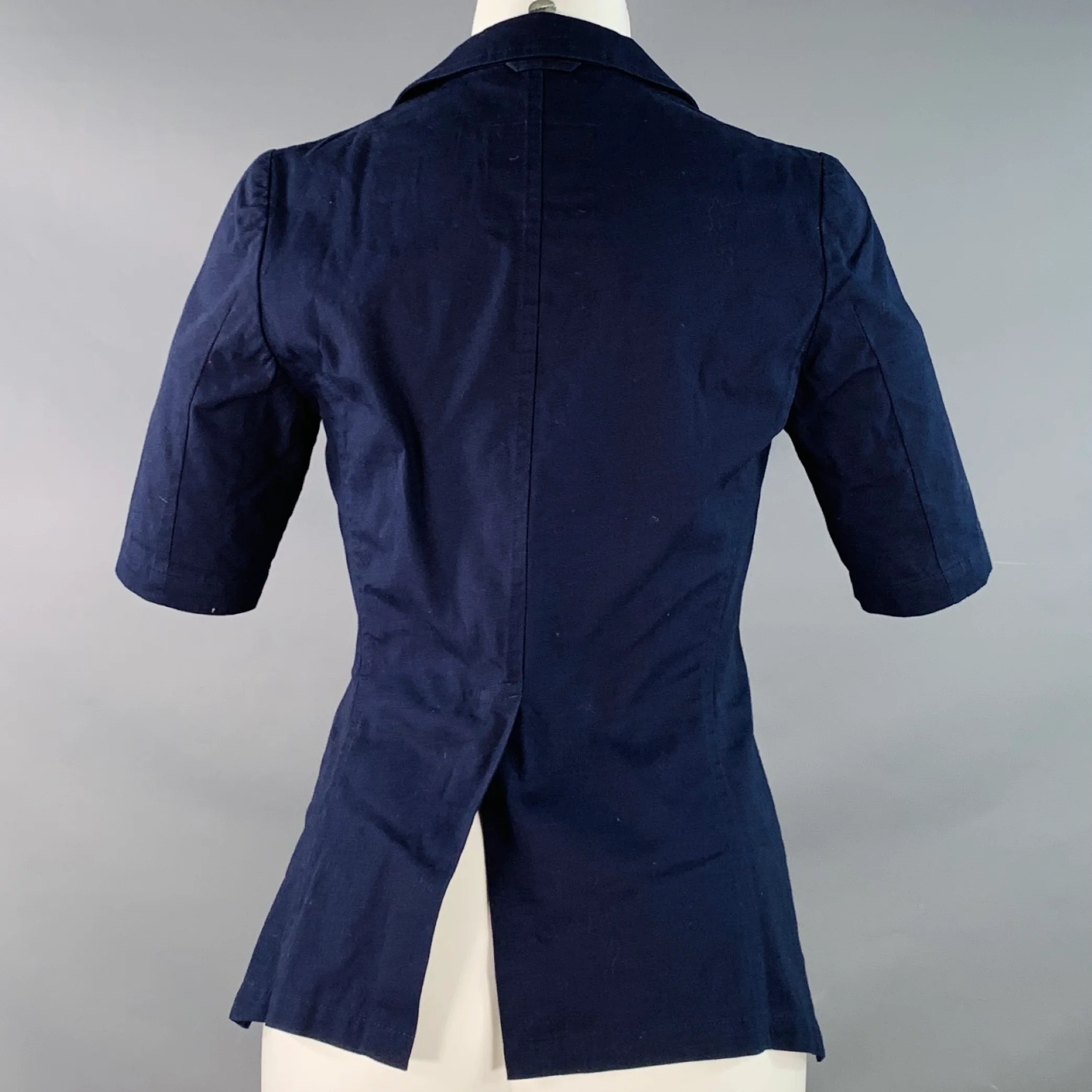 Y's by YOHJI YAMAMOTO Size M Blue Cotton Short Sleeve Casual Top - Image 3