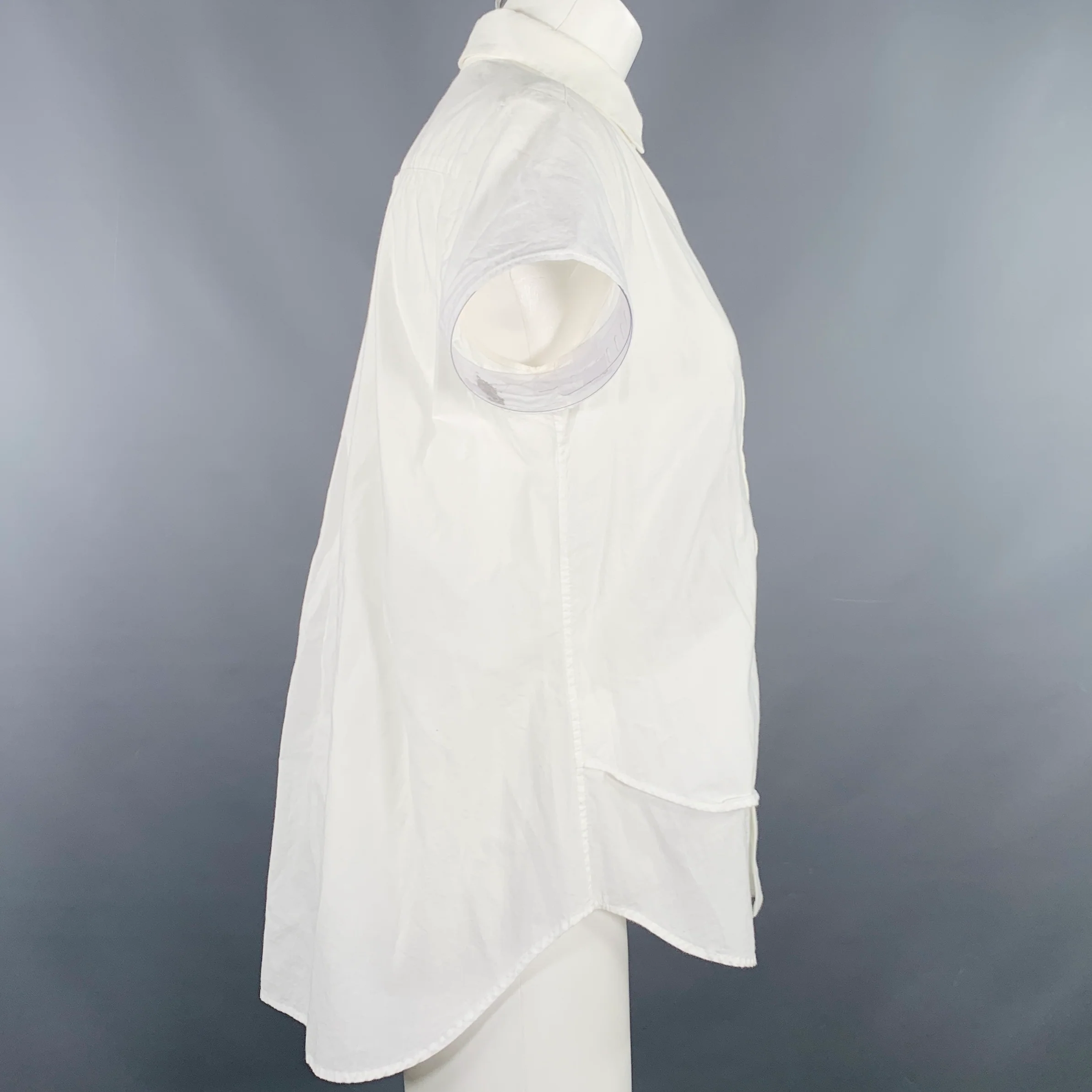 Y's by YOHJI YAMAMOTO Size M White Cotton Short Sleeve Casual Top - Image 3
