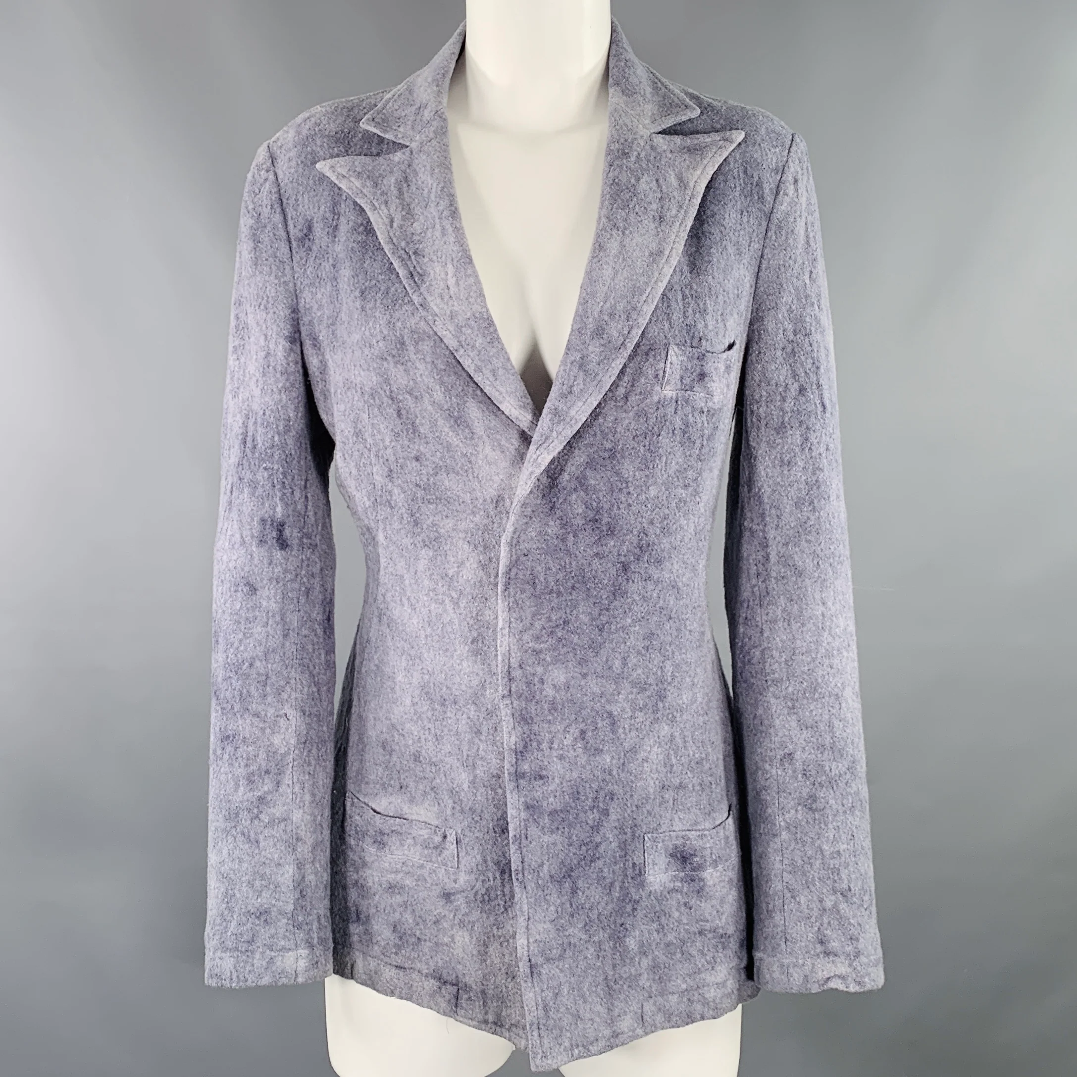 Y's by YOHJI YAMAMOTO Size S Grey Wool Marbled Snaps Jacket Blazer