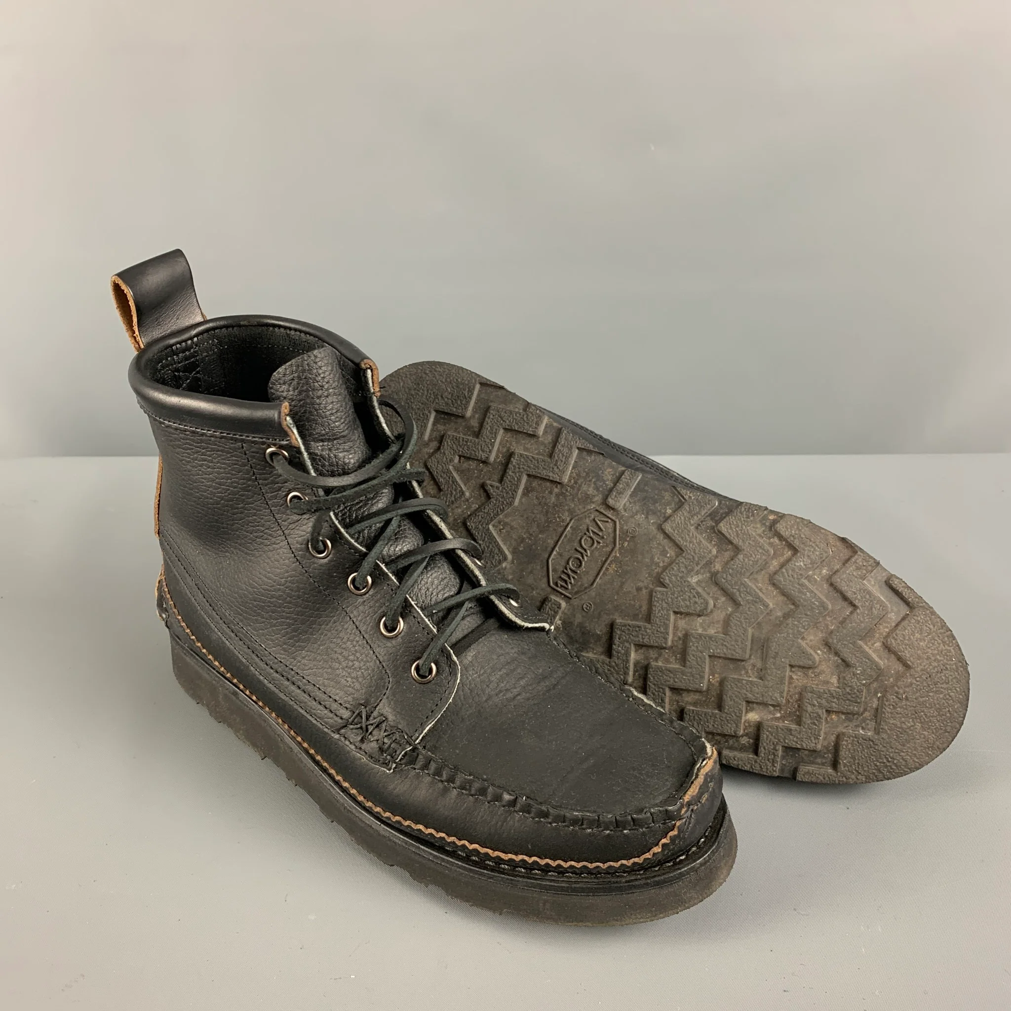 YUKETEN Size 9 Black Leather Lace Up Boots - Image 5