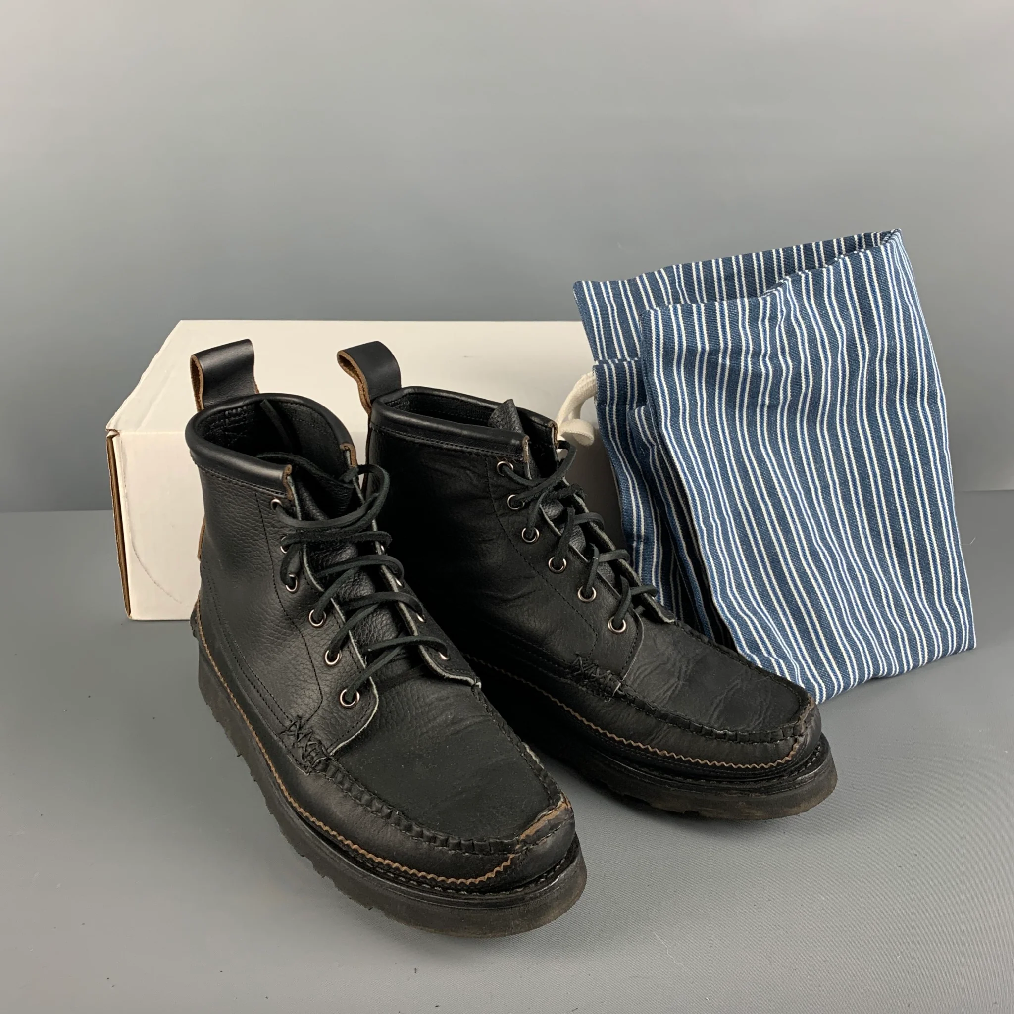 YUKETEN Size 9 Black Leather Lace Up Boots - Image 9