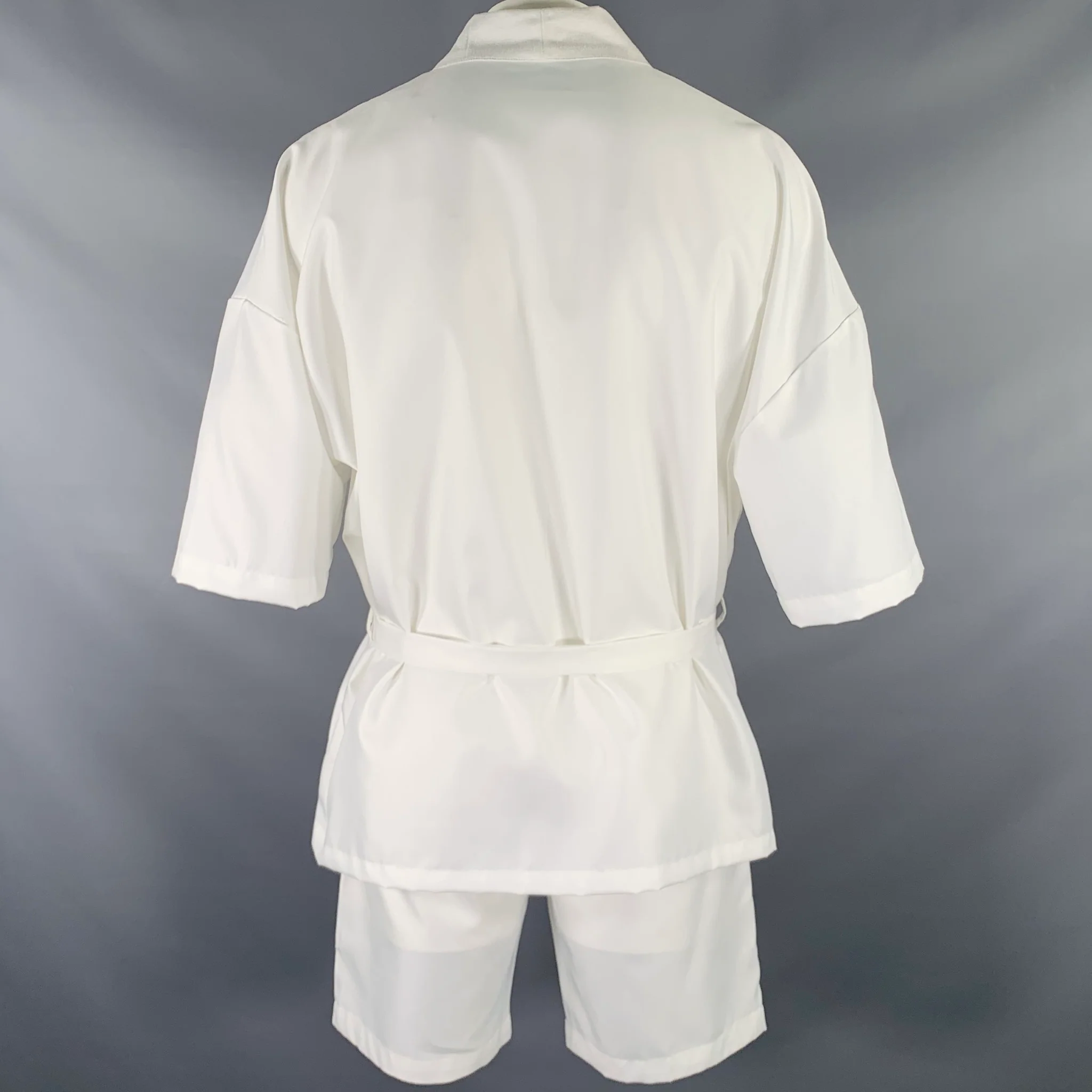 YUSUF KAYI Size L White Belted Kimono Shorts Suit - Image 3