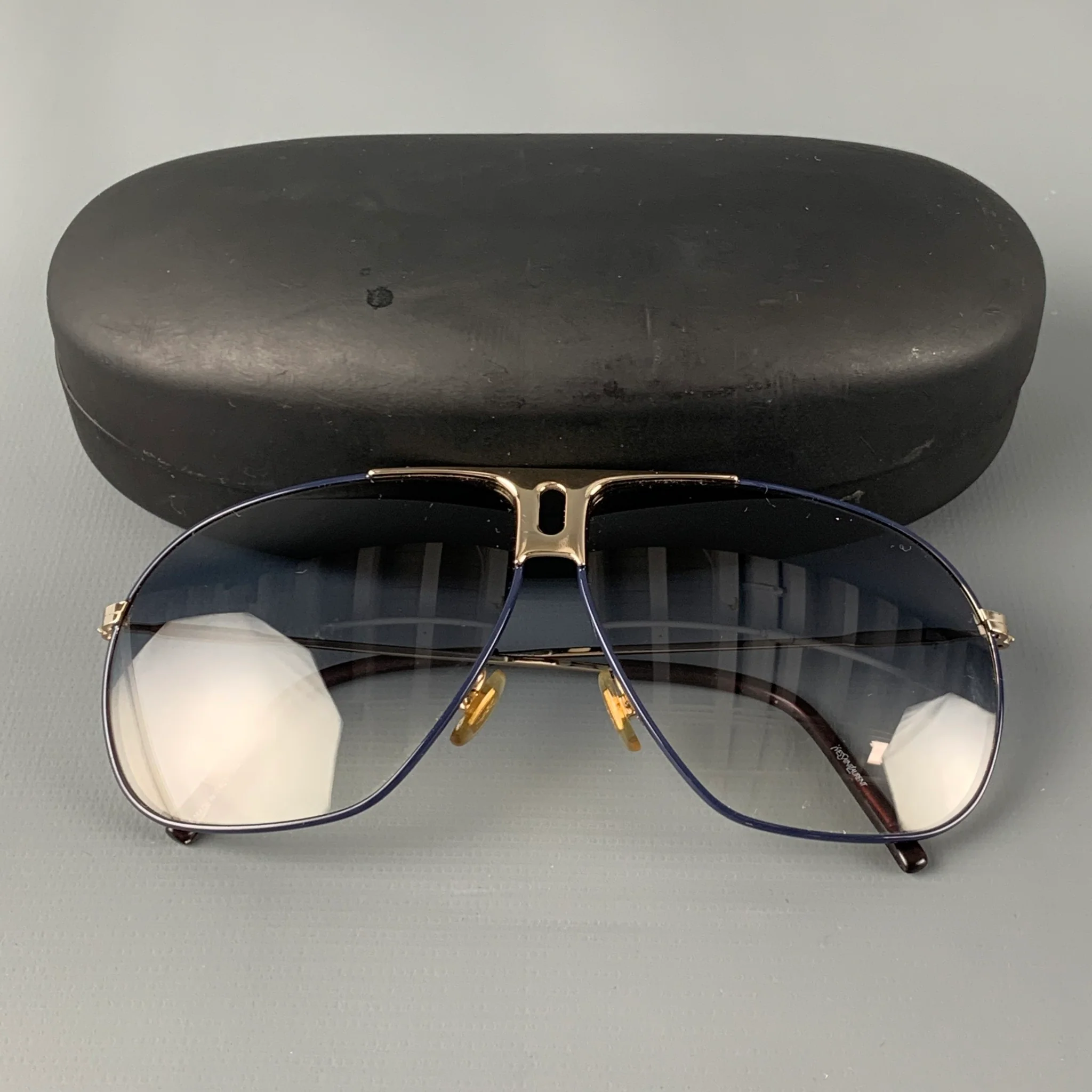 YVES SAINT LAURENT Black Silver Metal Sunglasses - Image 7