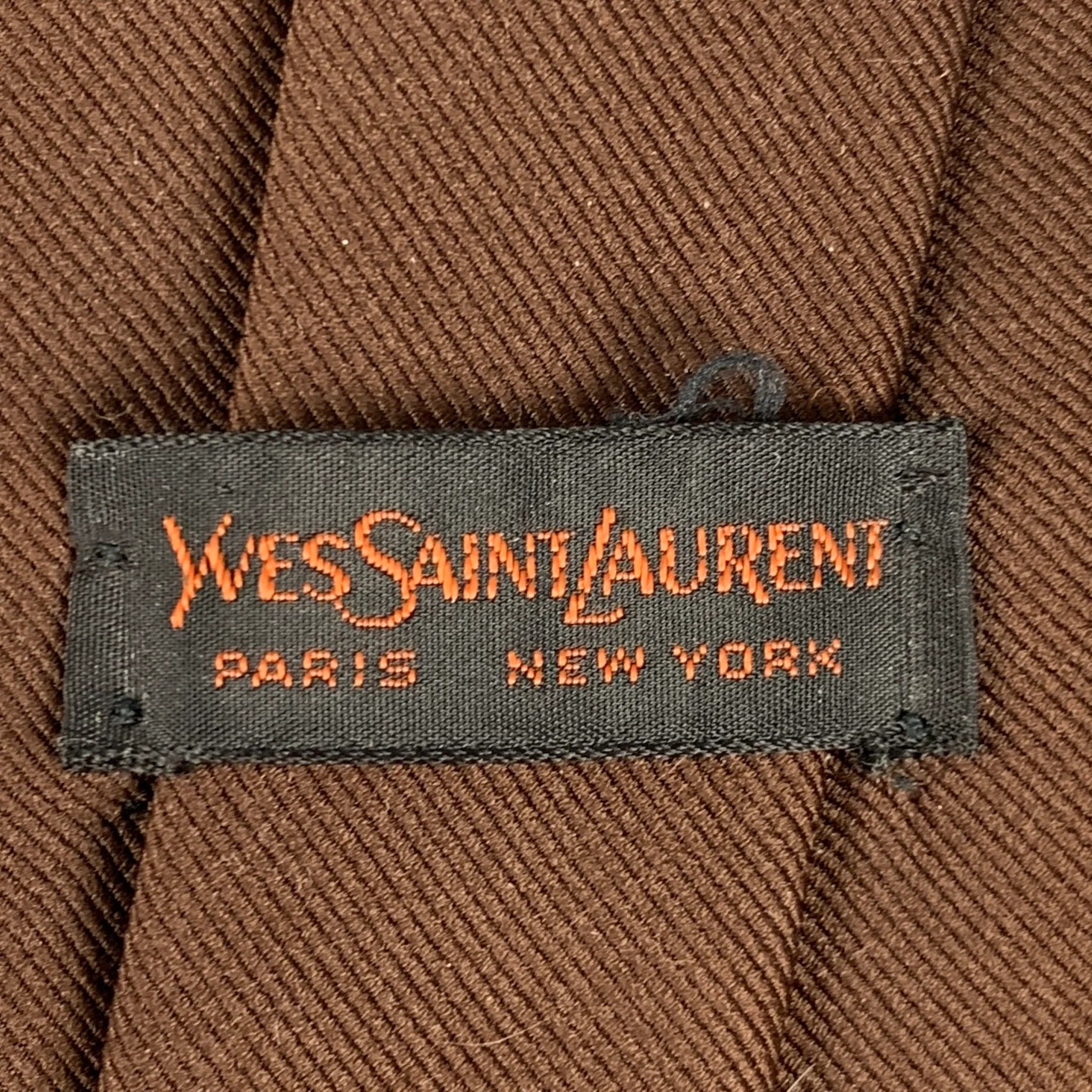 YVES SAINT LAURENT Brown Diagonal Silk Tie - Image 3