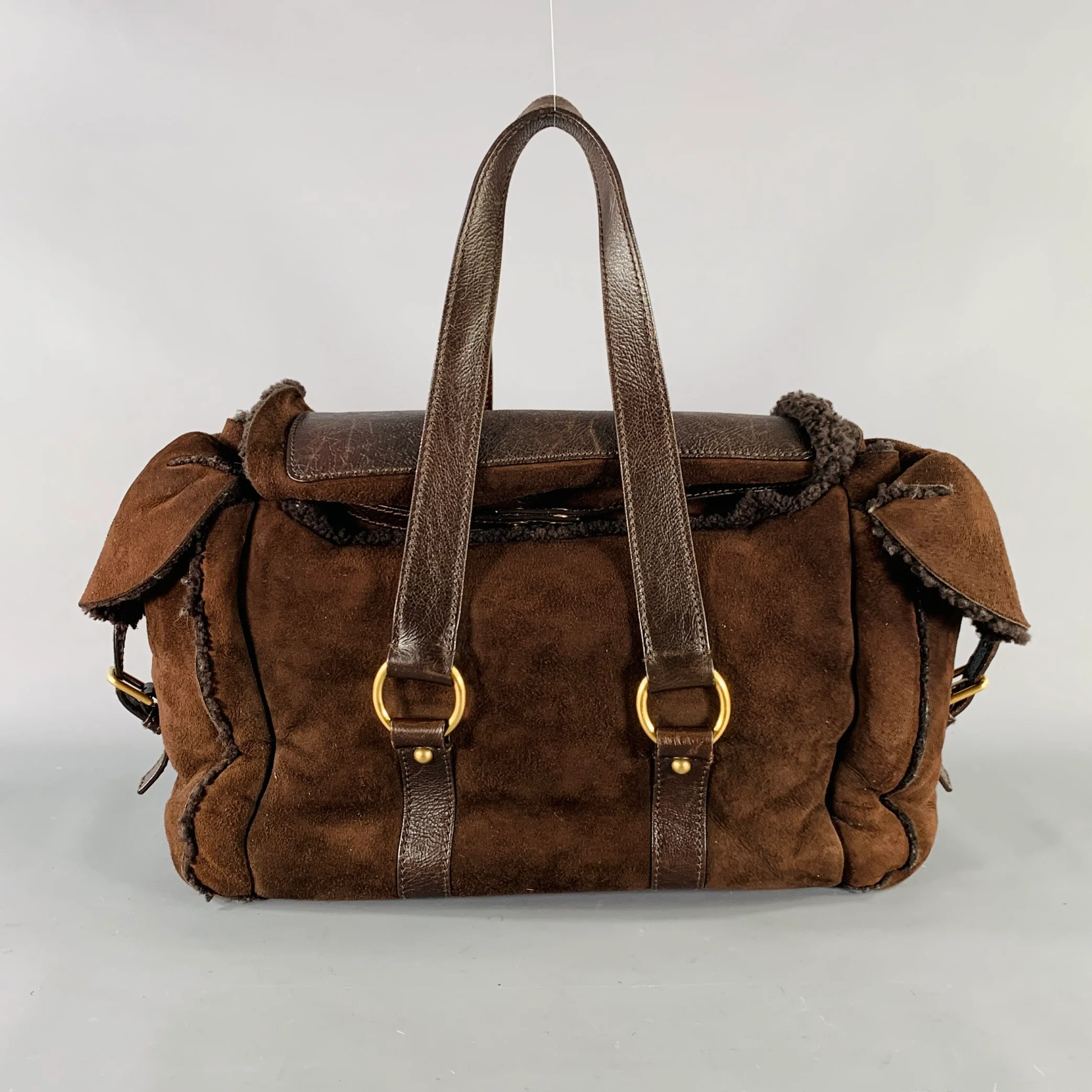 YVES SAINT LAURENT Brown Shearling Leather Shoulder Handbag - Image 4