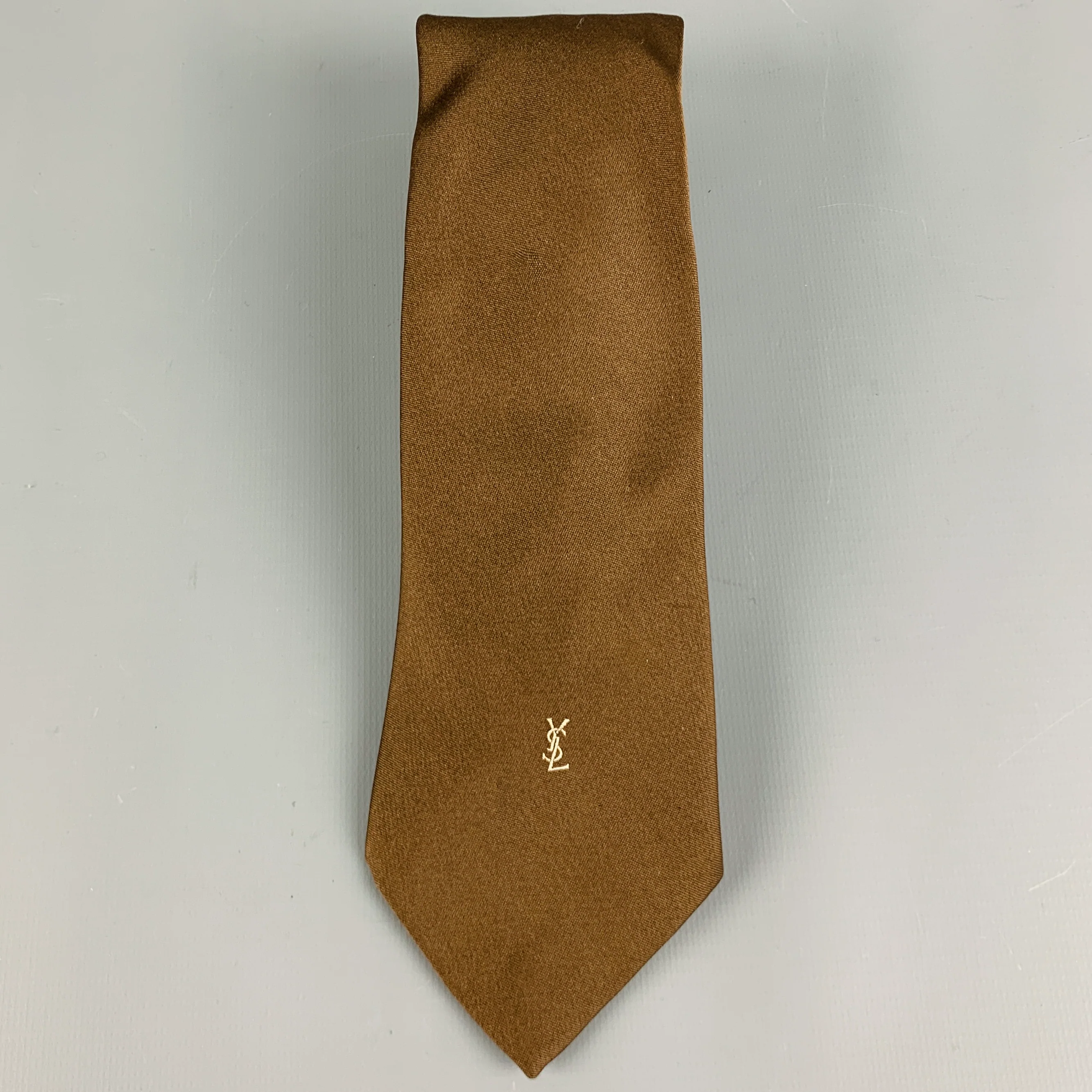 YVES SAINT LAURENT Brown YSL Monogram Tie - Image 3
