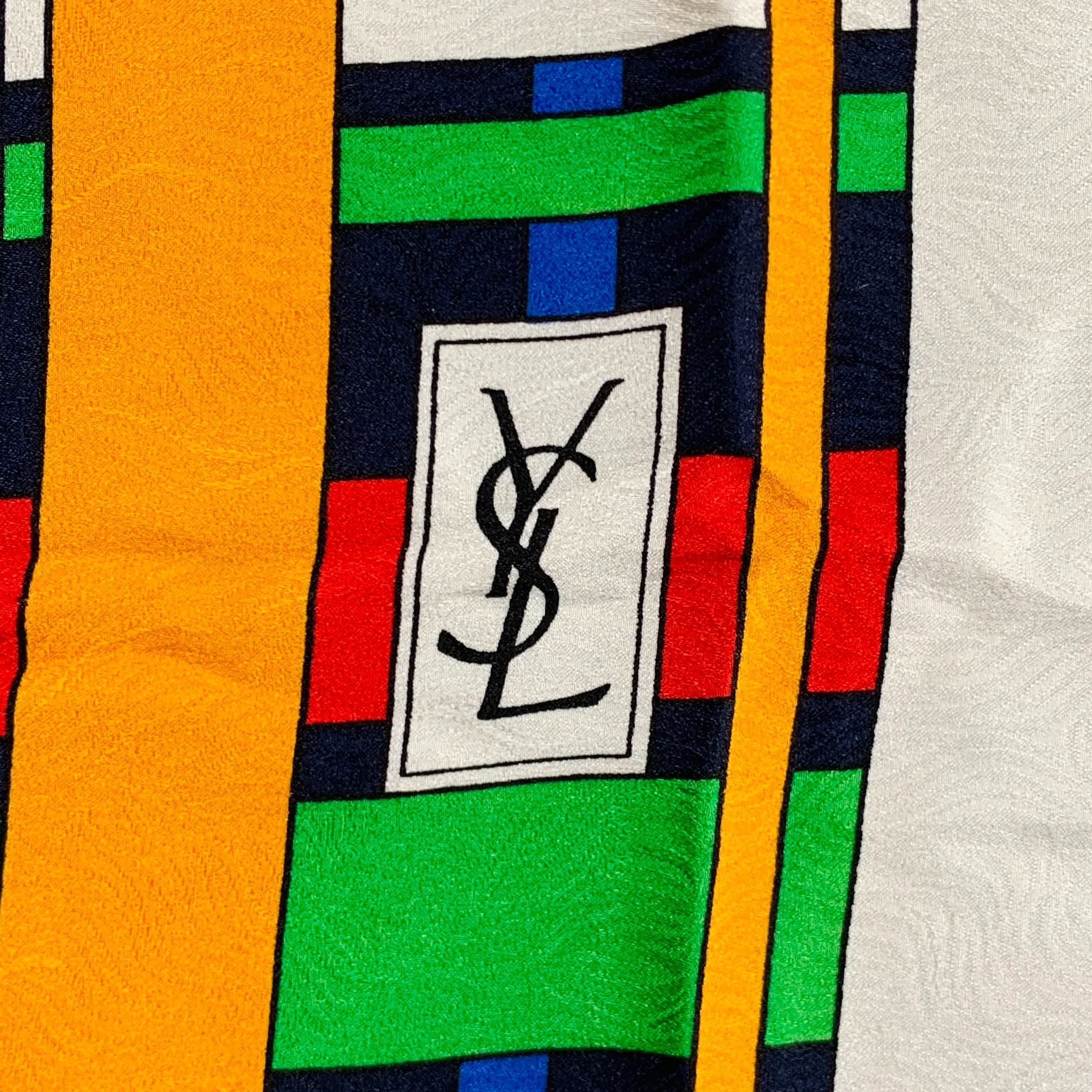 YVES SAINT LAURENT Multi Color Print Silk Scarf - Image 2
