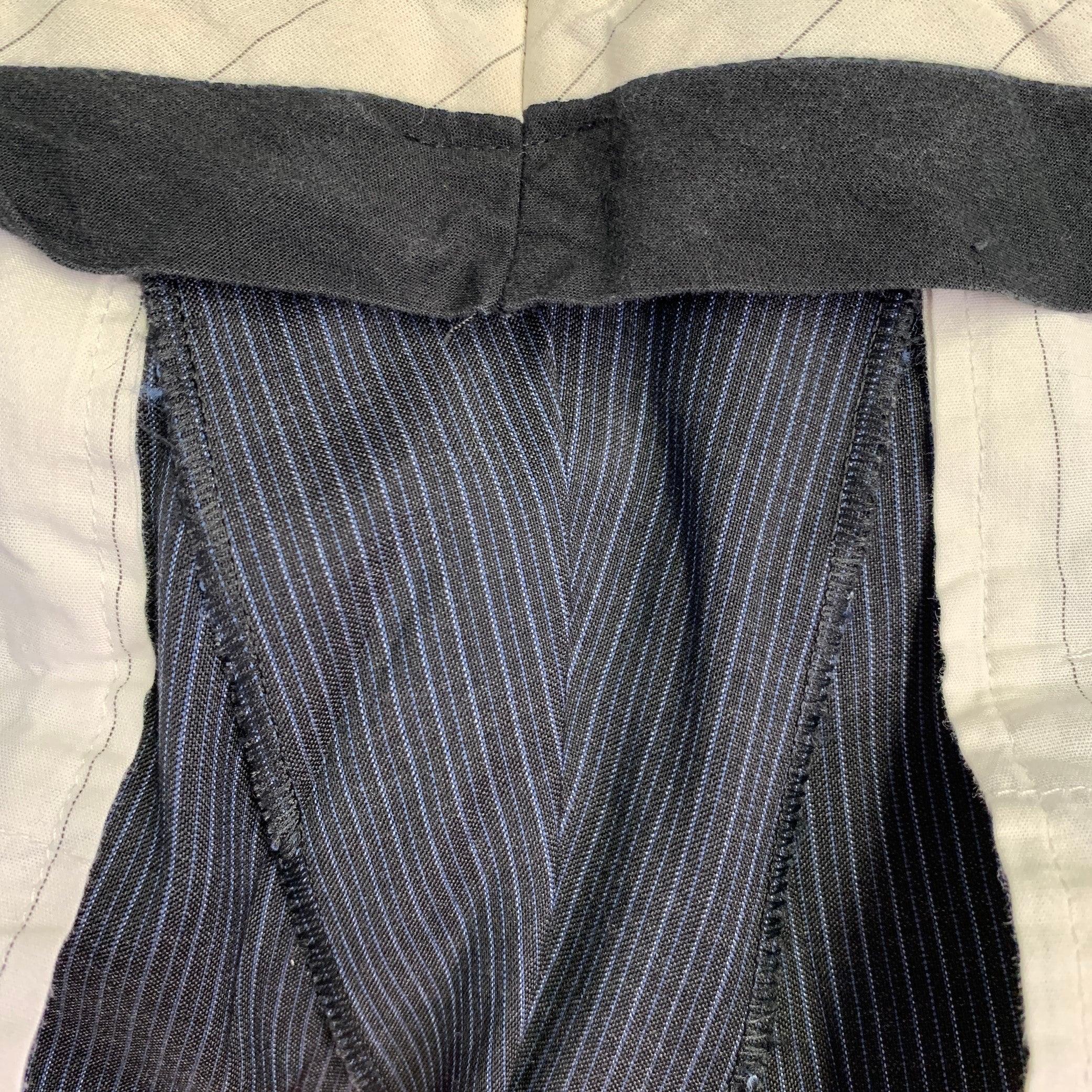YVES SAINT LAURENT Size 42 Long Navy Blue Stripe Wool Notch Lapel Suit - Image 15