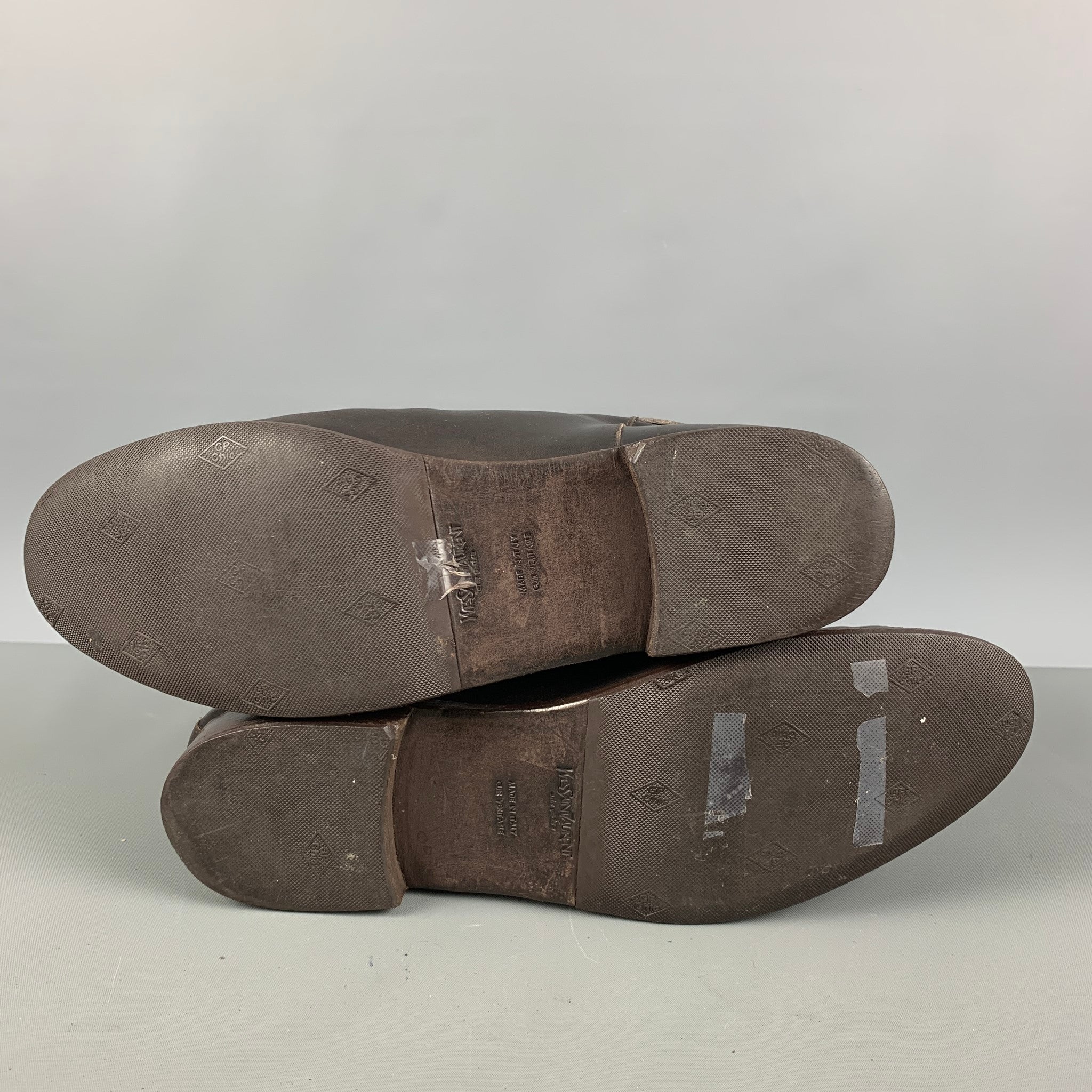 YVES SAINT LAURENT Size 9 Brown Leather Pull On Boots - Image 6
