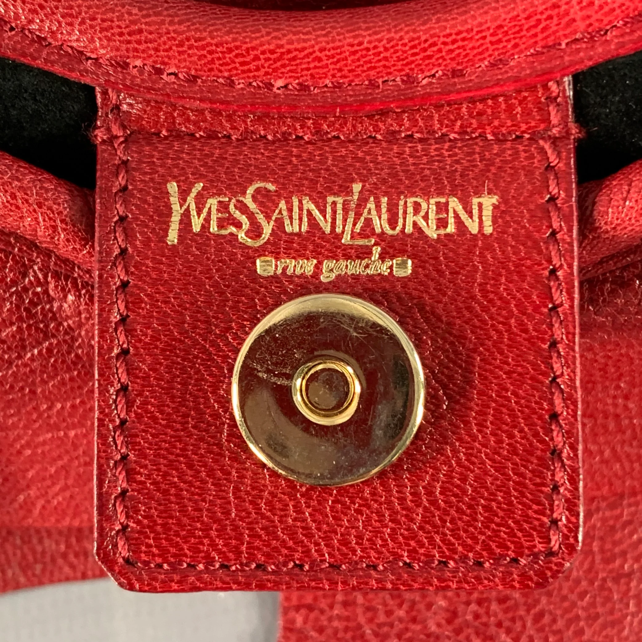 YVES SAINT LAURENT St Tropez Red Goat Leather Top Handles Hobo Handbag - Image 8