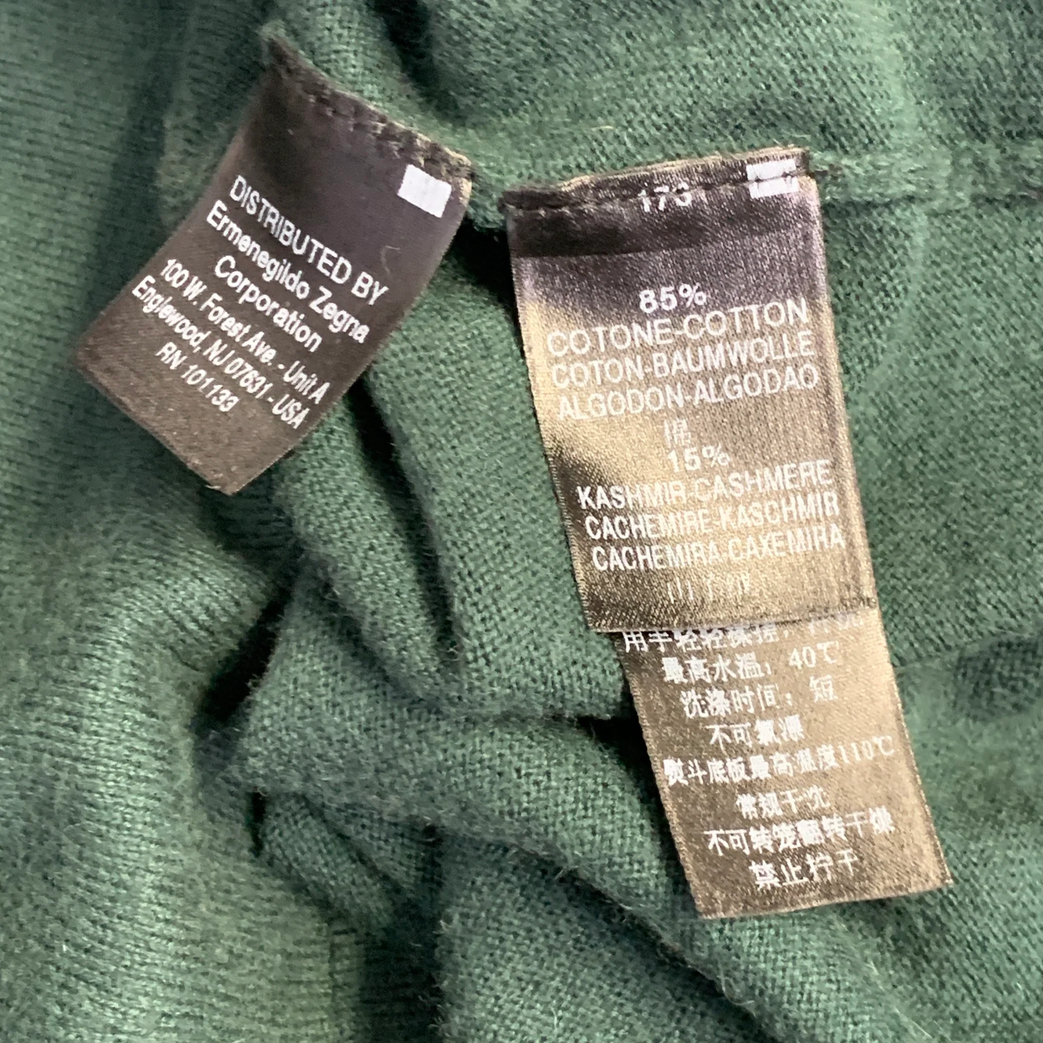 Z ZEGNA Size L Green Cotton Cashmere Crew Neck Pullover - Image 7