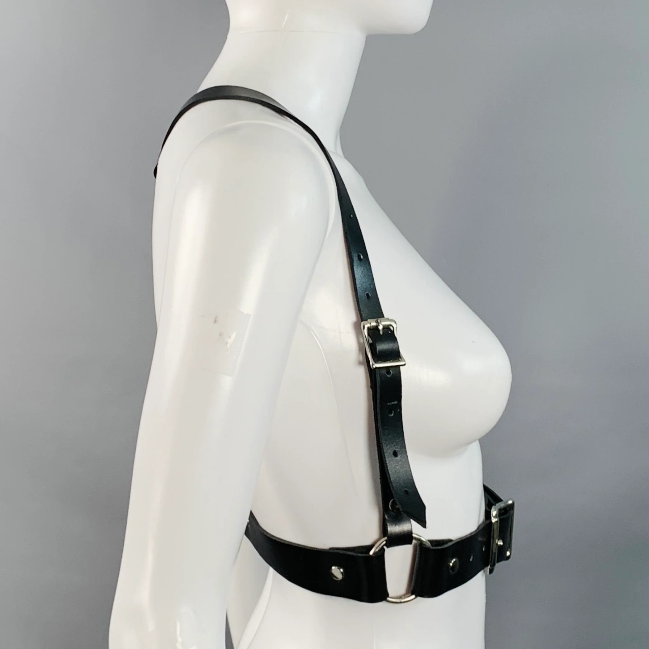 ZANA BAYNE Size S Black Leather Harness Vest Belt - Image 2