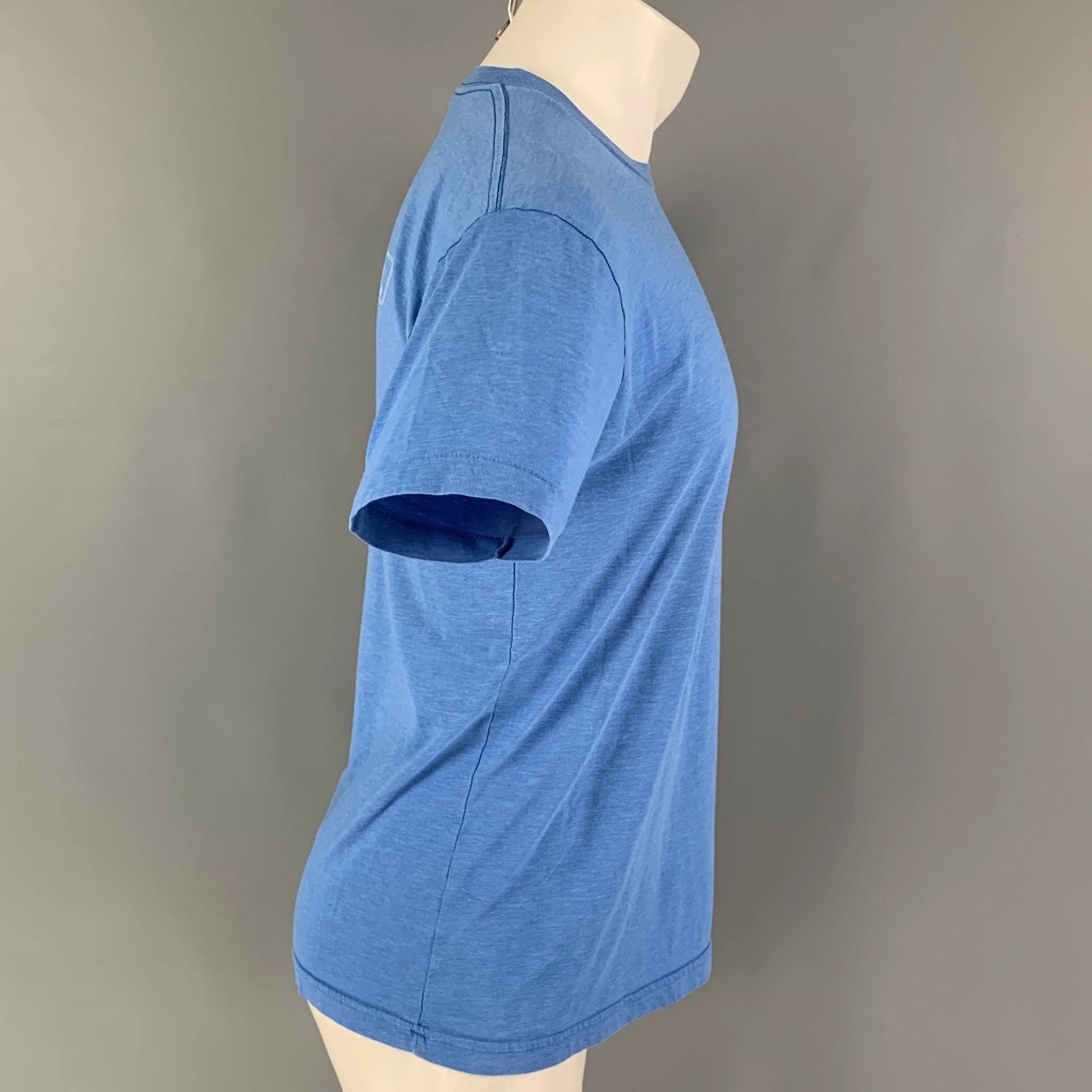 ZEGNA SPORT Size M Blue Graphic Cotton Polyester Crew-Neck T-shirt - Image 2