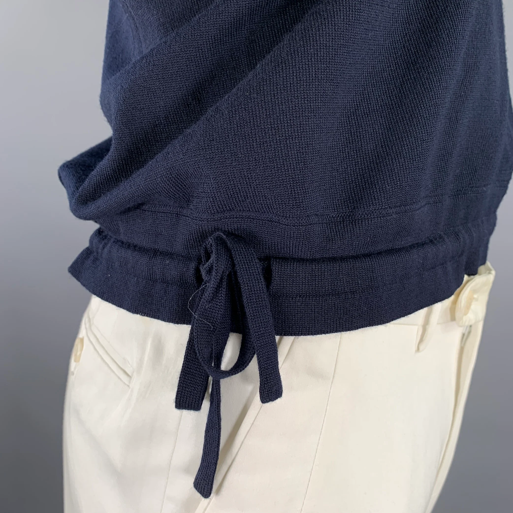 ZEGNA UNIFORM Size XL Navy Knit Wool Ribbed Vest - Image 2