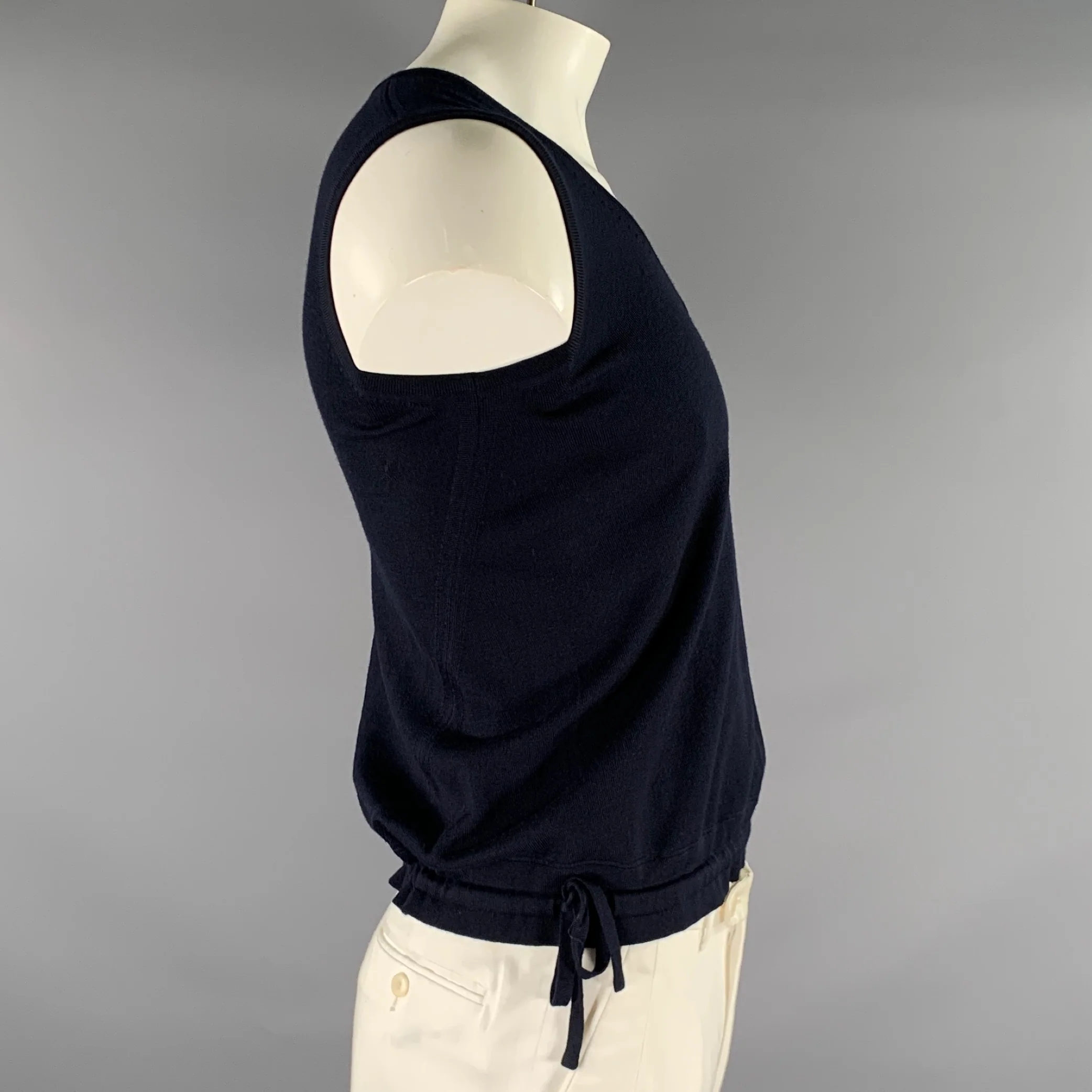 ZEGNA UNIFORM Size XL Navy Knit Wool Ribbed Vest - Image 3