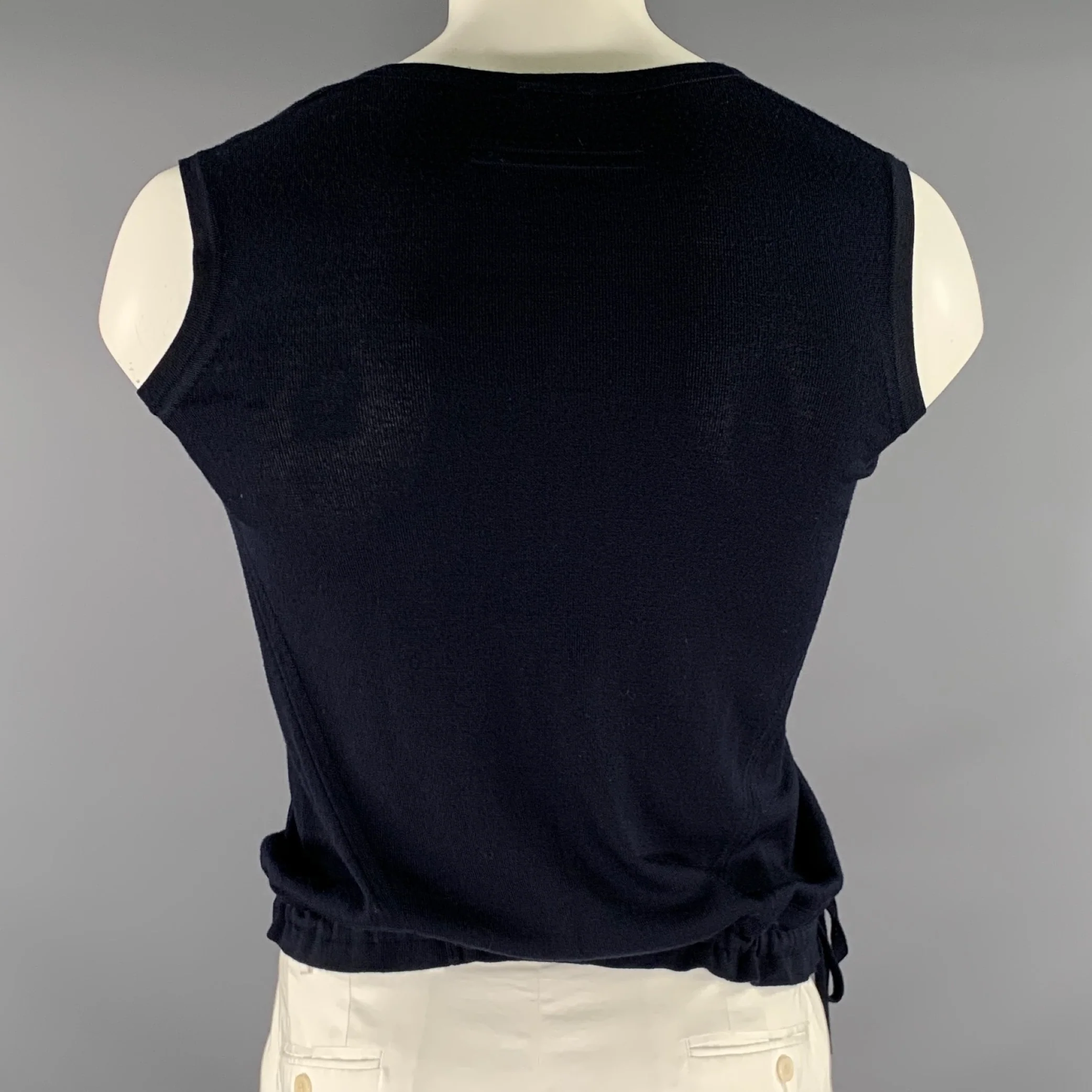 ZEGNA UNIFORM Size XL Navy Knit Wool Ribbed Vest - Image 4