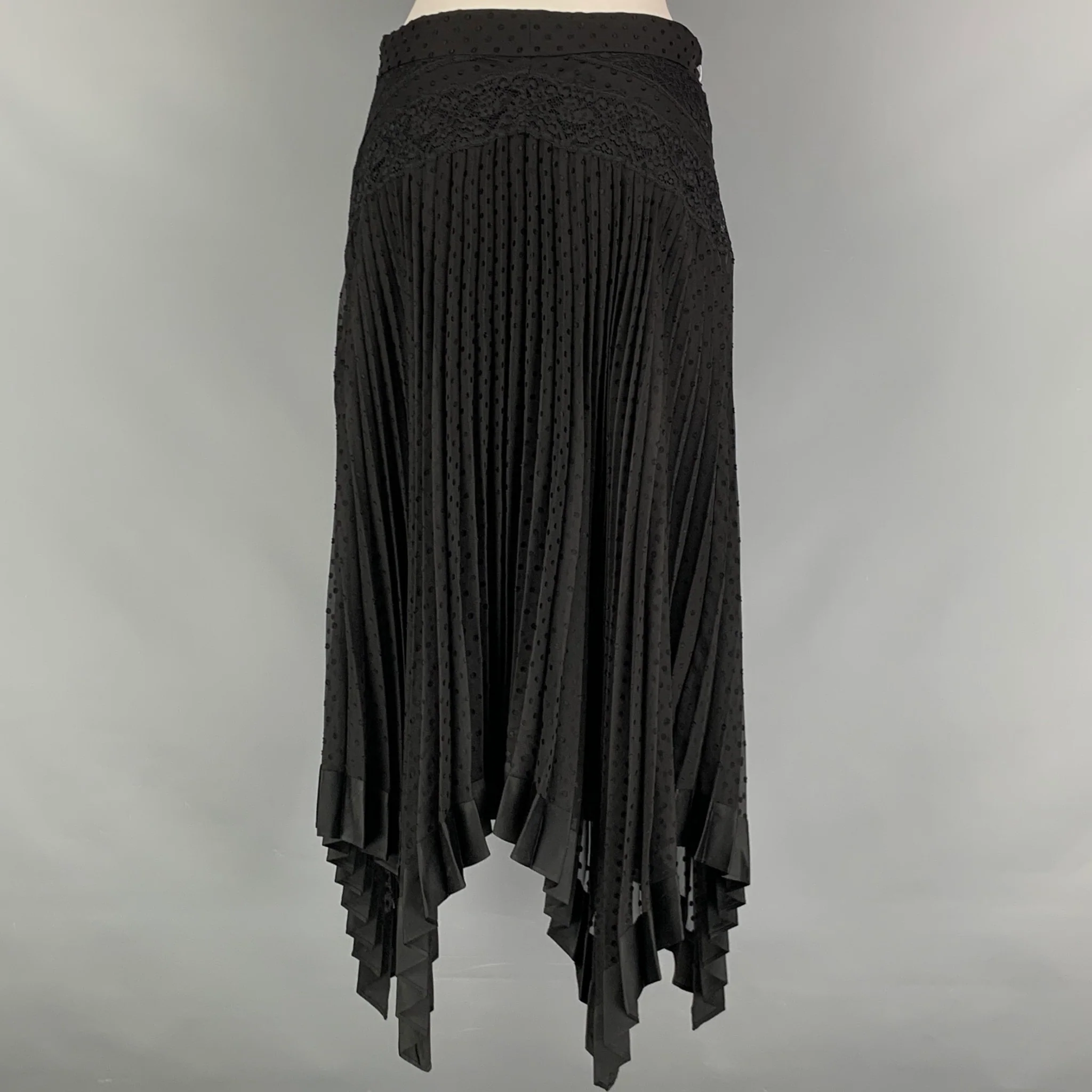 ZIMMERMANN Size 2 Black Viscose Polyester Dots Asymmetrical Skirt - Image 2