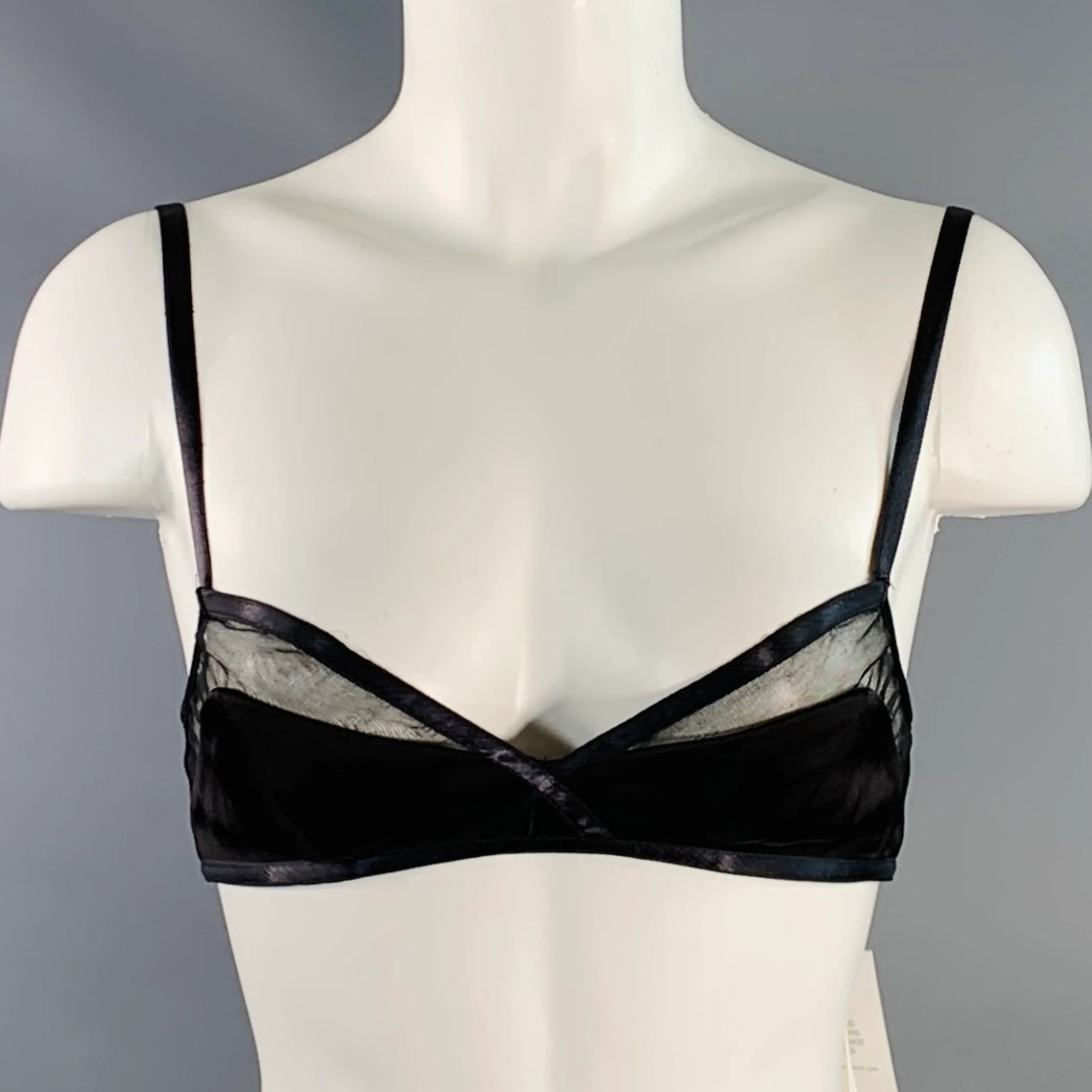 ZIMMERMANN Size 0 Black Viscose Blend Mixed Fabrics Bralette Dress Top