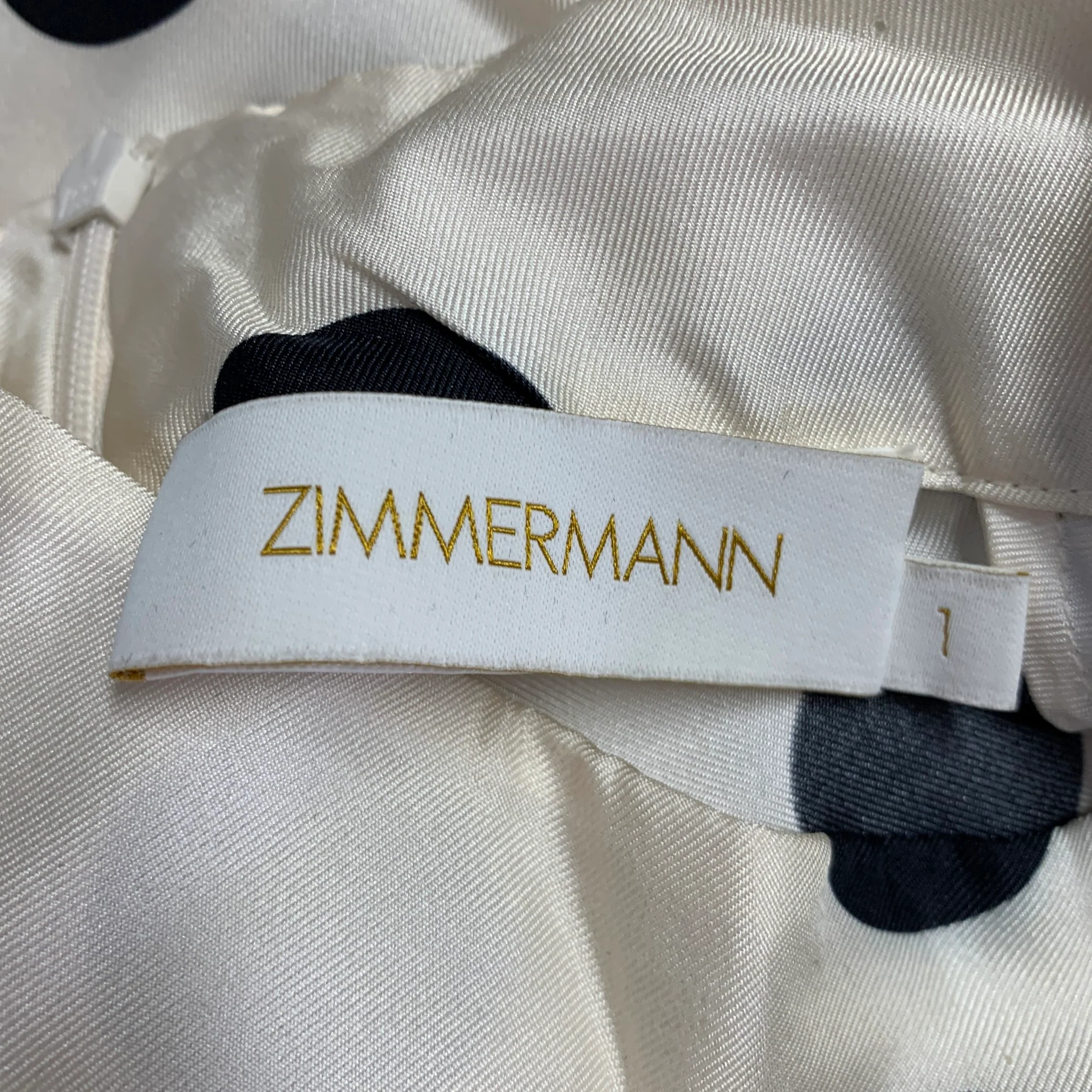 ZIMMERMANN Size S Beige Black Silk Polka Dot Bow Blouse - Image 6